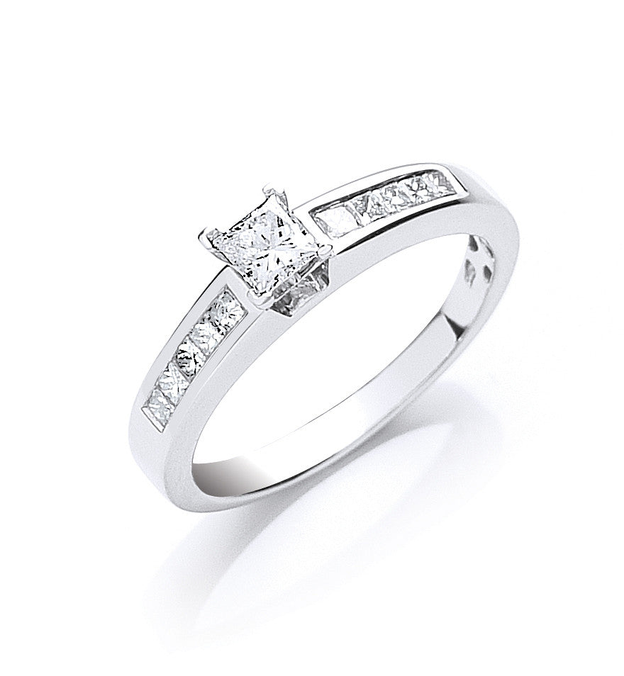 18ct White Gold 0.50ct Princess Cut Diamond Ring - 18ct Gold