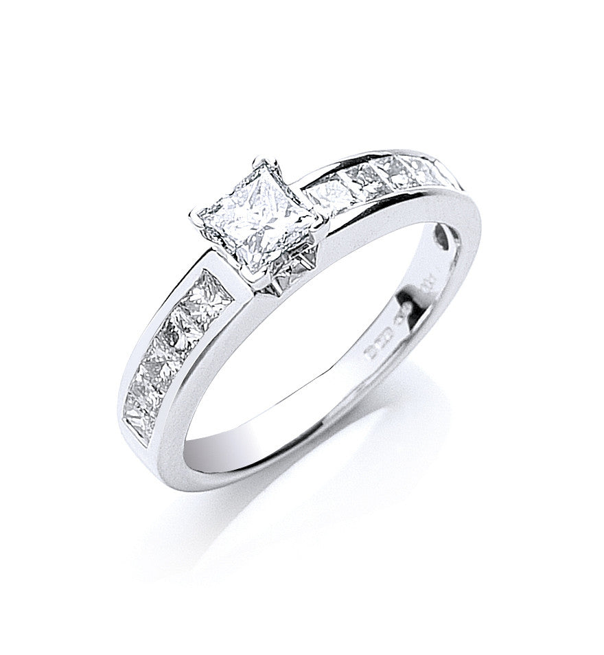 18ct White Gold 1.00ct Princess Cut Diamond Ring - 18ct Gold