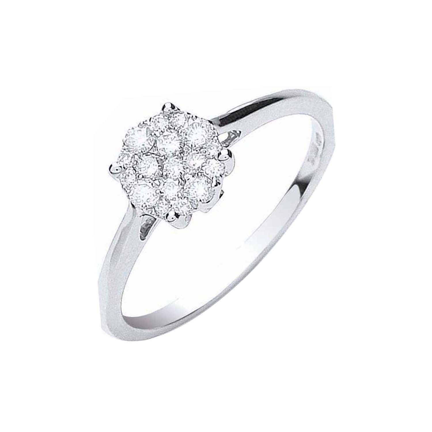 18ct White Gold 0.25ct Cluster Diamond Ring - 18ct Gold