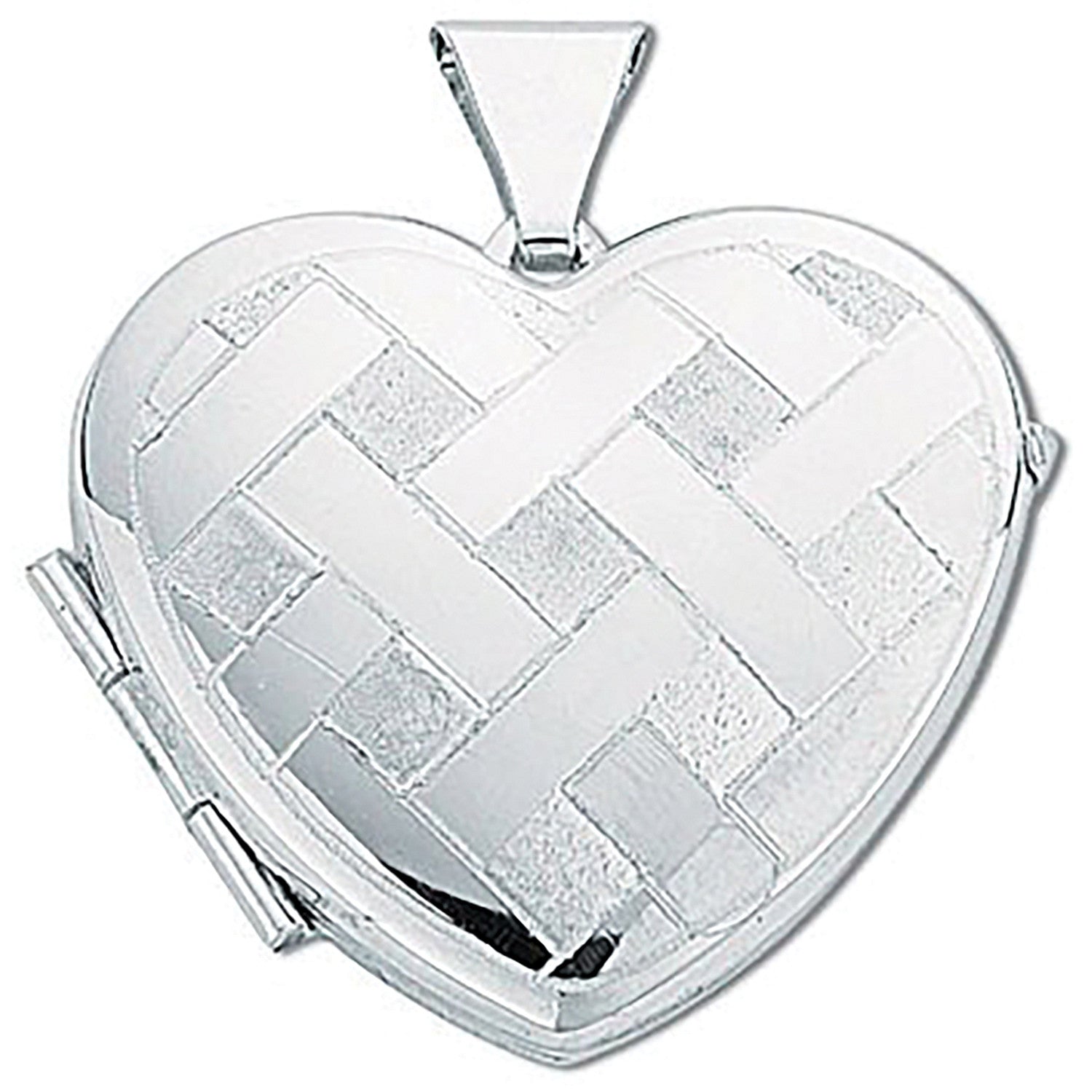 Silver Medium Engraved Heart Shaped Locket - Silver