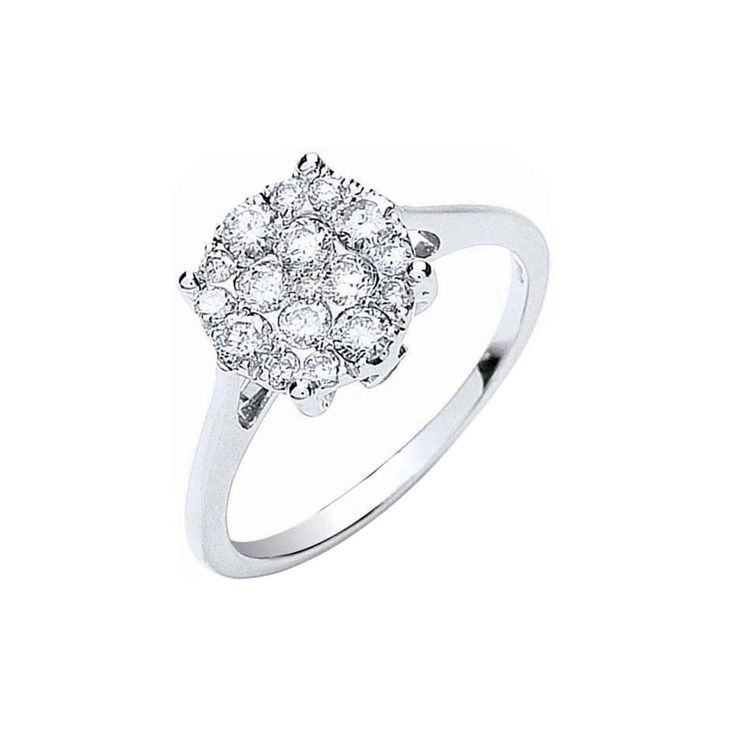 18ct White Gold 0.50ct Cluster Diamond Ring - 18ct Gold