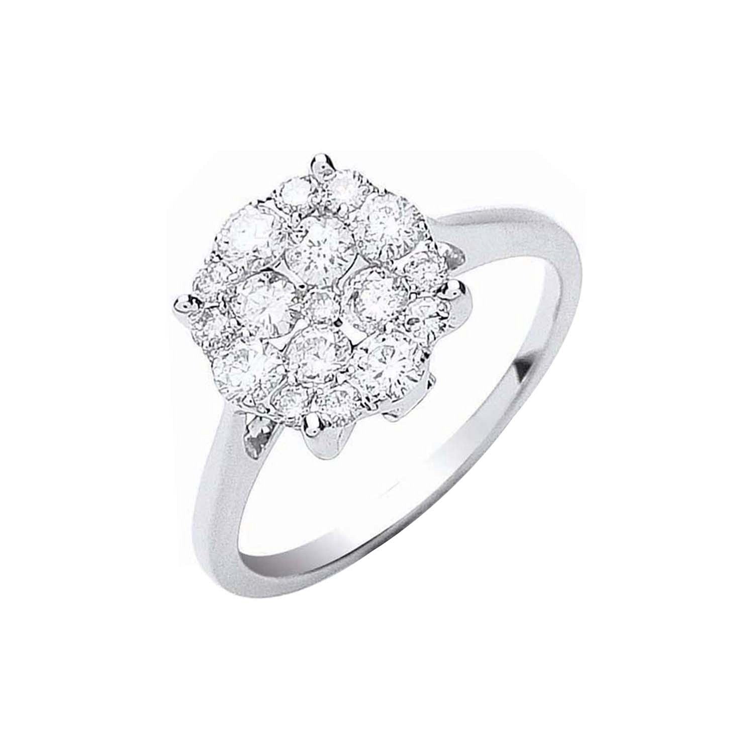 18ct White Gold 0.75ct Cluster Diamond Ring - 18ct Gold