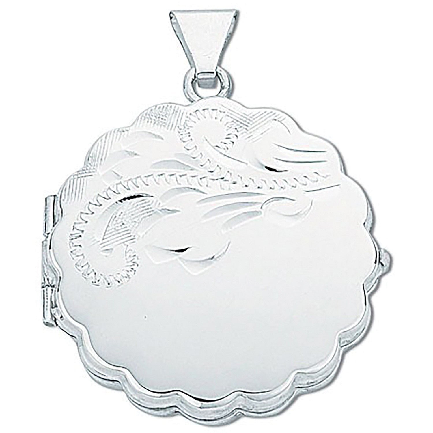Silver Engraved Round Locket - Silver