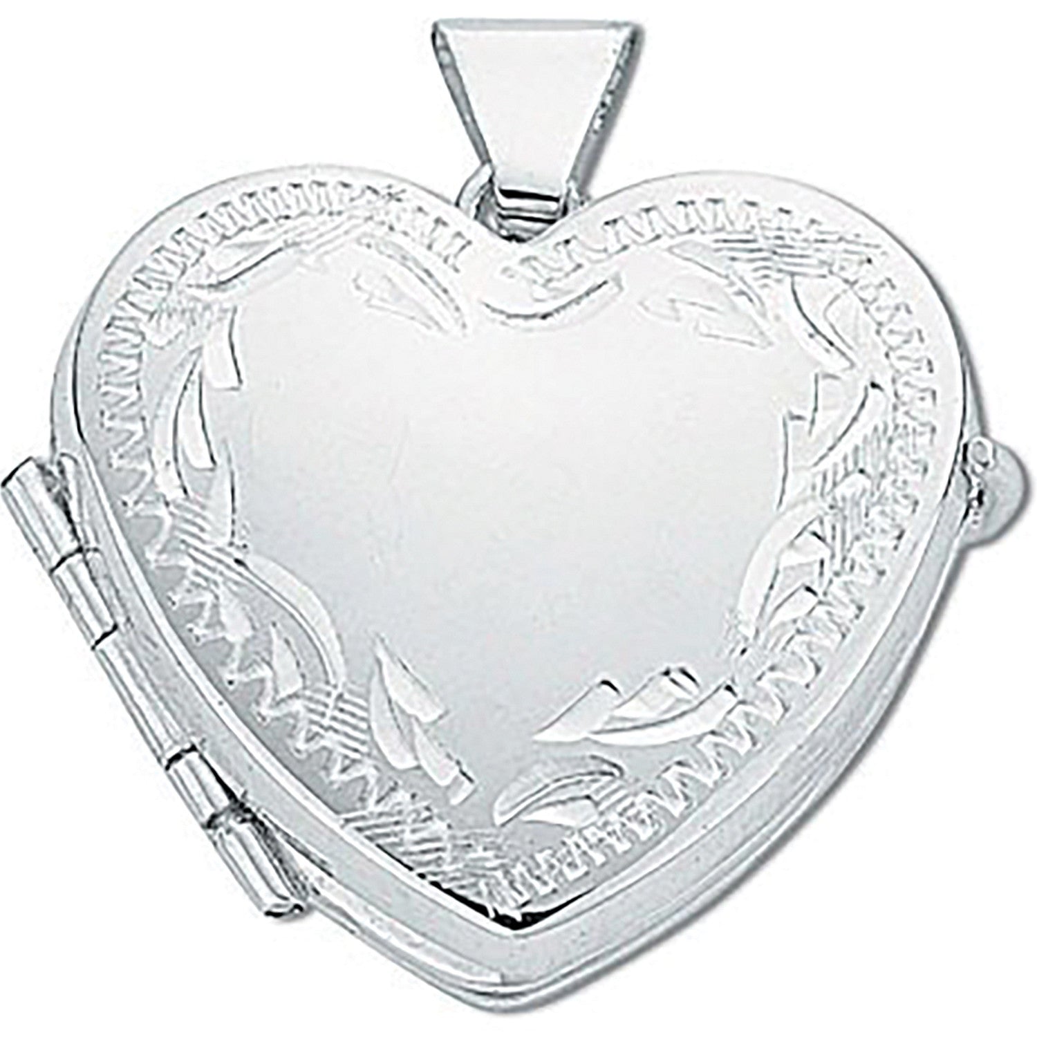 Silver Engraved Heart Shaped Family Locket - Silver