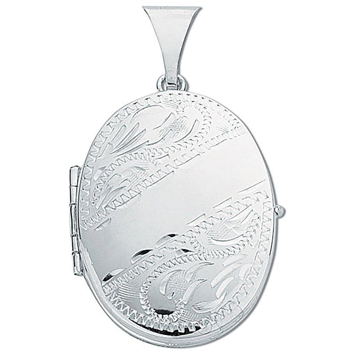 Silver Engraved Oval Shaped Family Locket - Silver