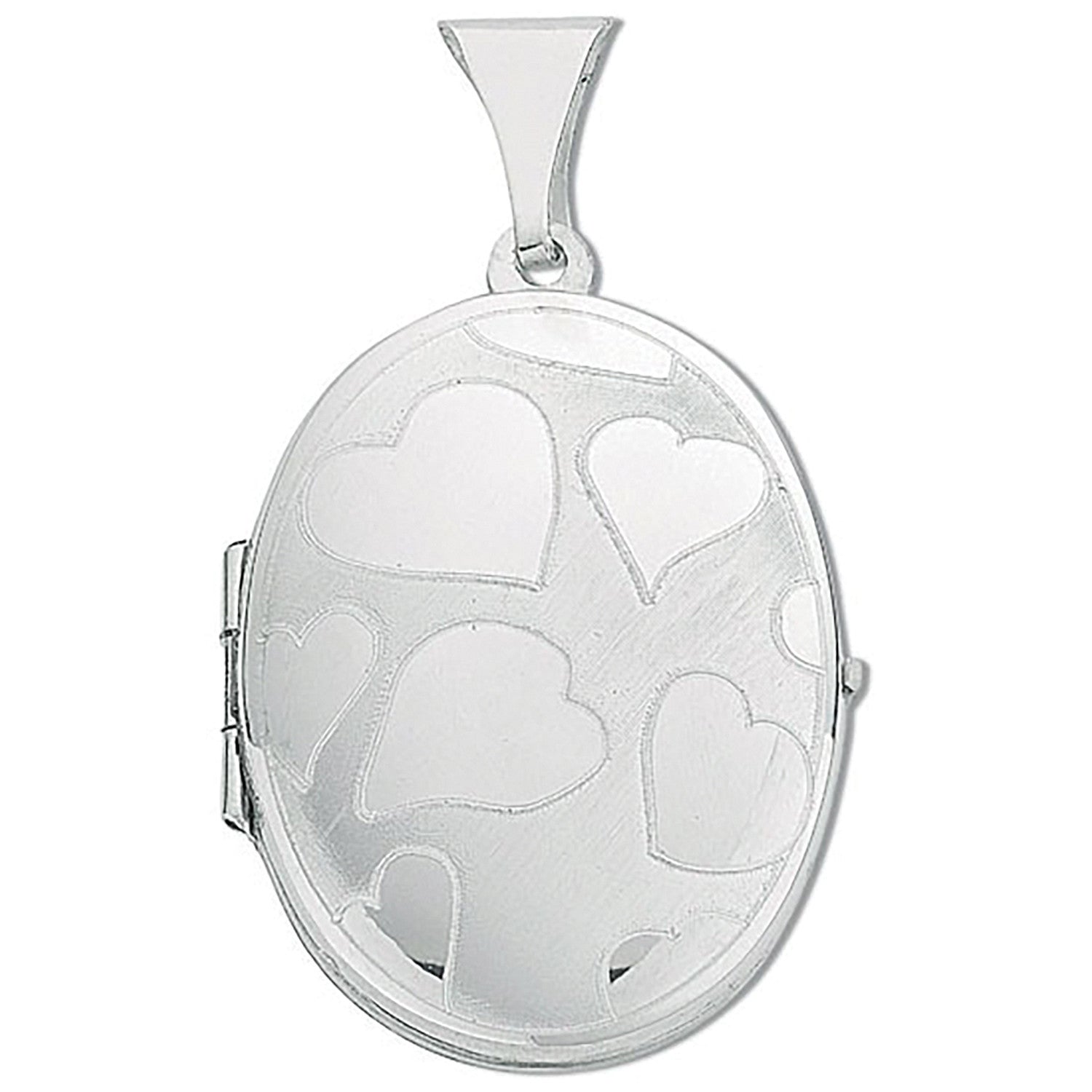 Silver Medium Engraved Oval Shaped Locket - Silver