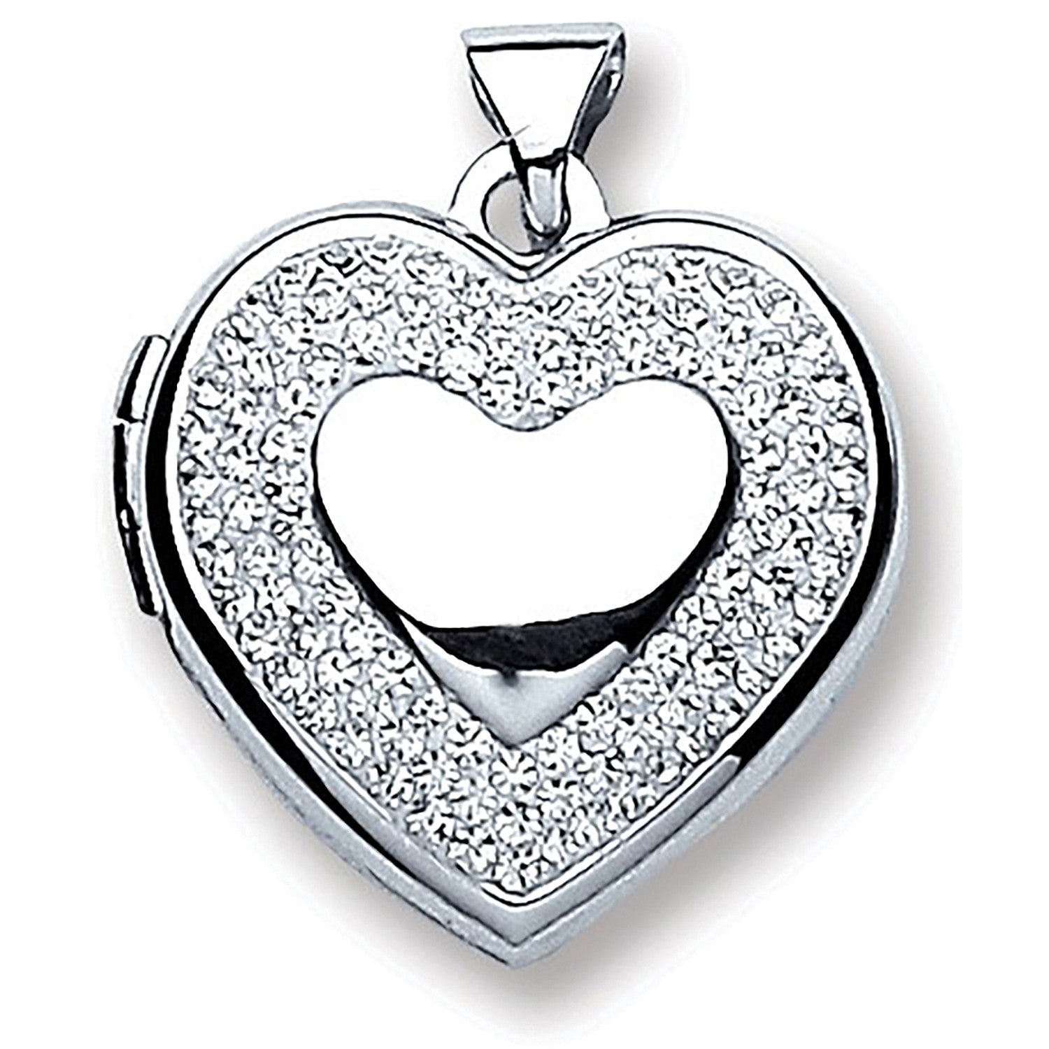 Silver Heart with Crystals Locket - Silver
