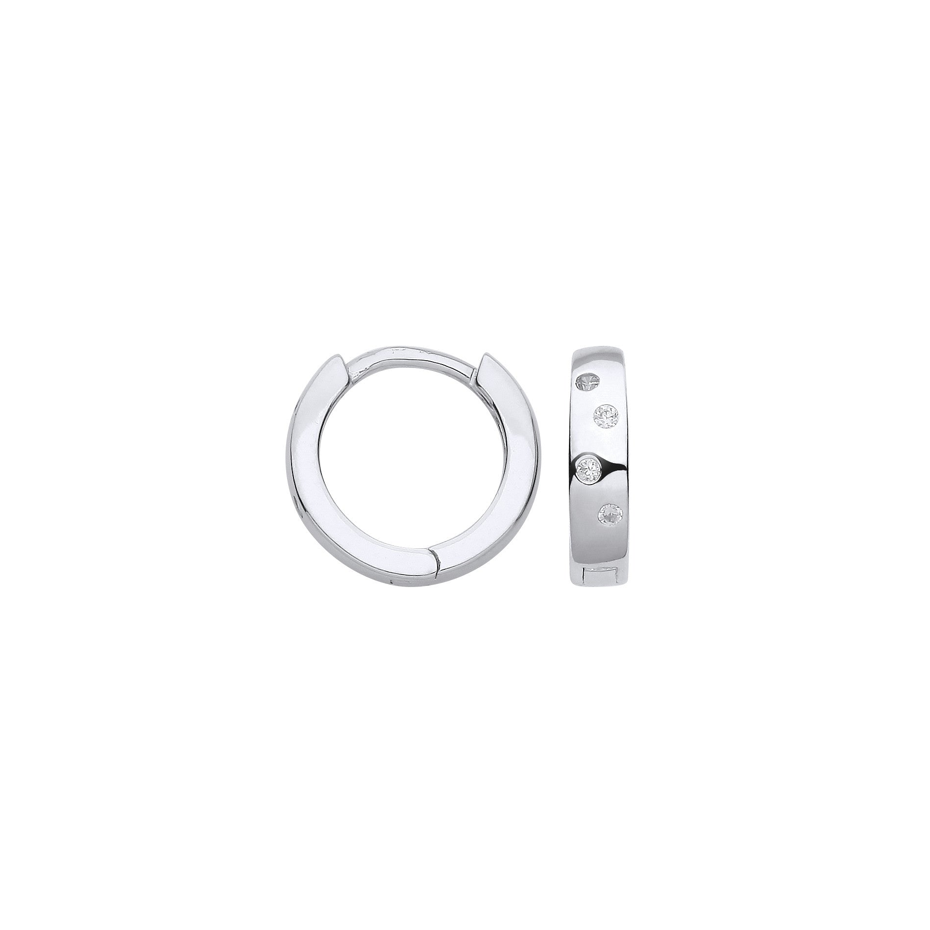 Silver Cubic Zirconia Hinged Huggies - Silver