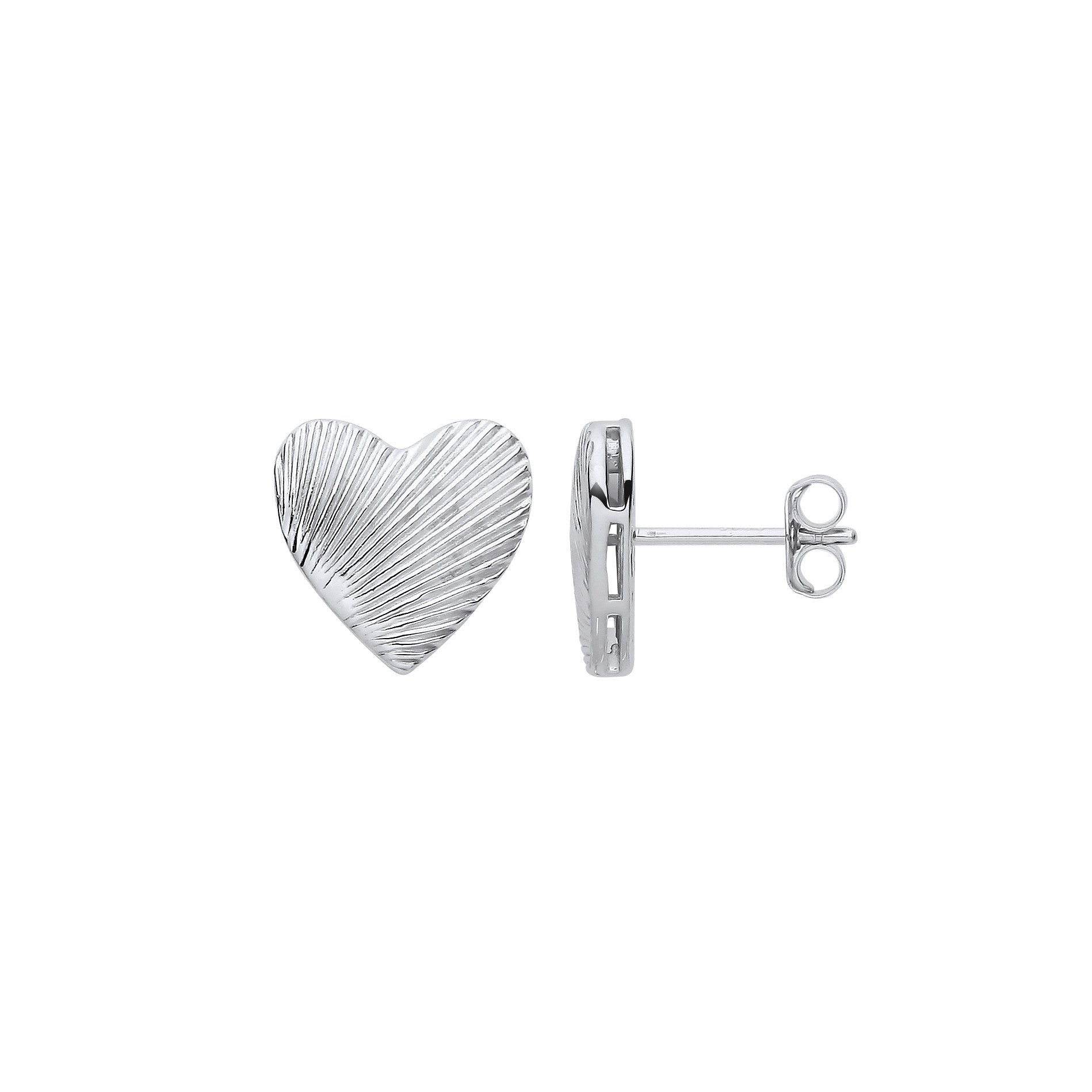 Silver Heart Studs - Silver