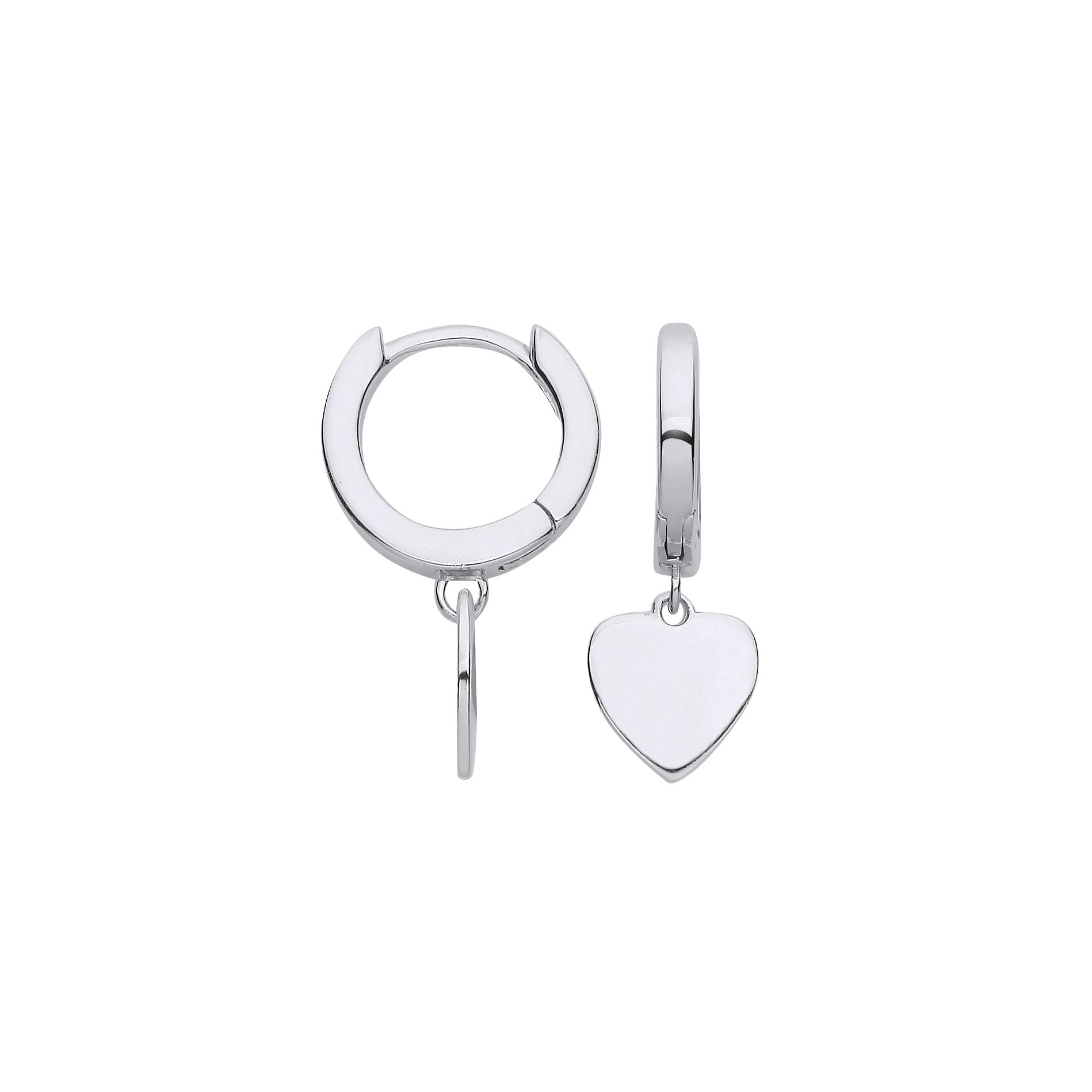 Silver Heart Hinged Huggies - Silver