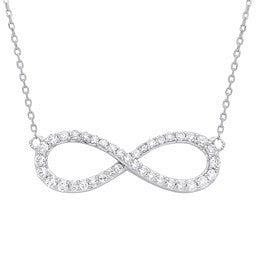 9ct White gold 0.47ctw G SI Infinity Pendant (18in/45cm) Chain - 9ct Gold