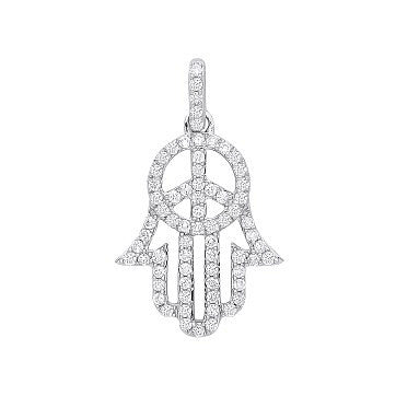 9ct White Gold 0.48ct Diamond Hamsa Pendant - 9ct Gold
