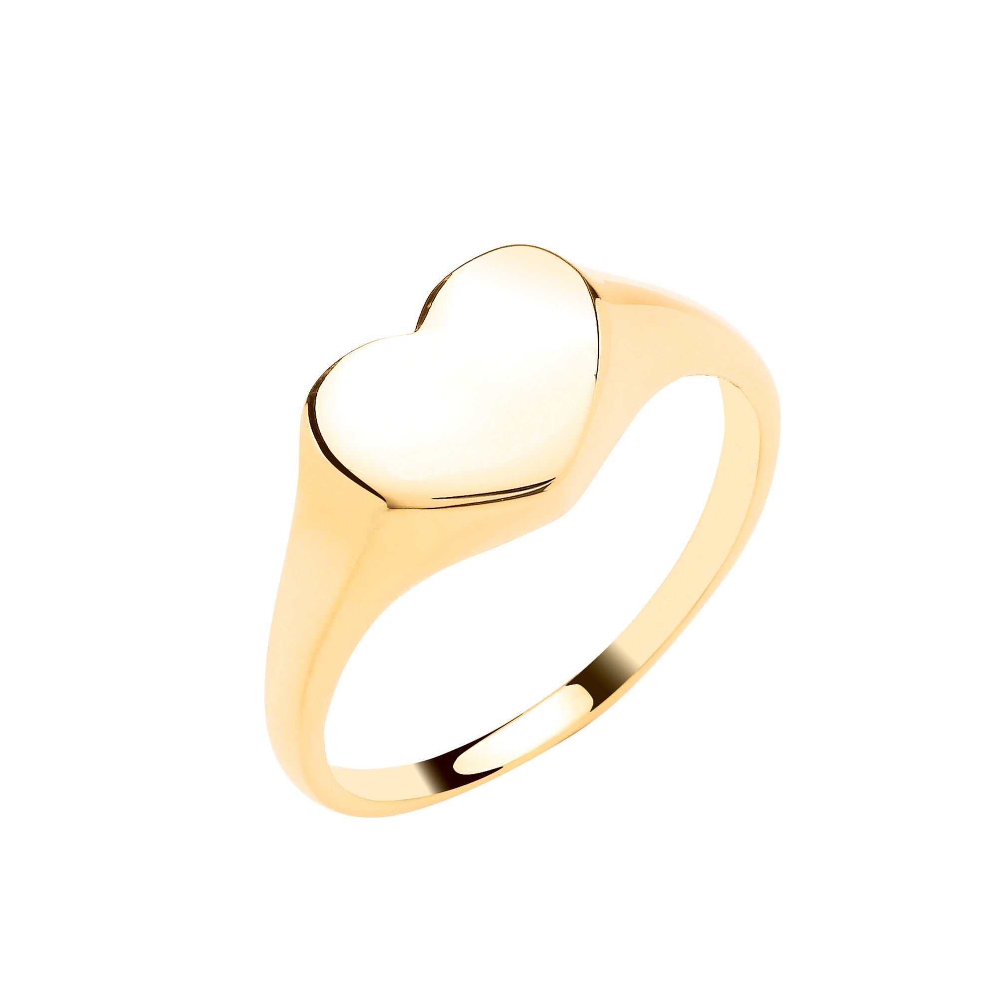 Yellow Gold Heart Signet Ring - 9ct Gold
