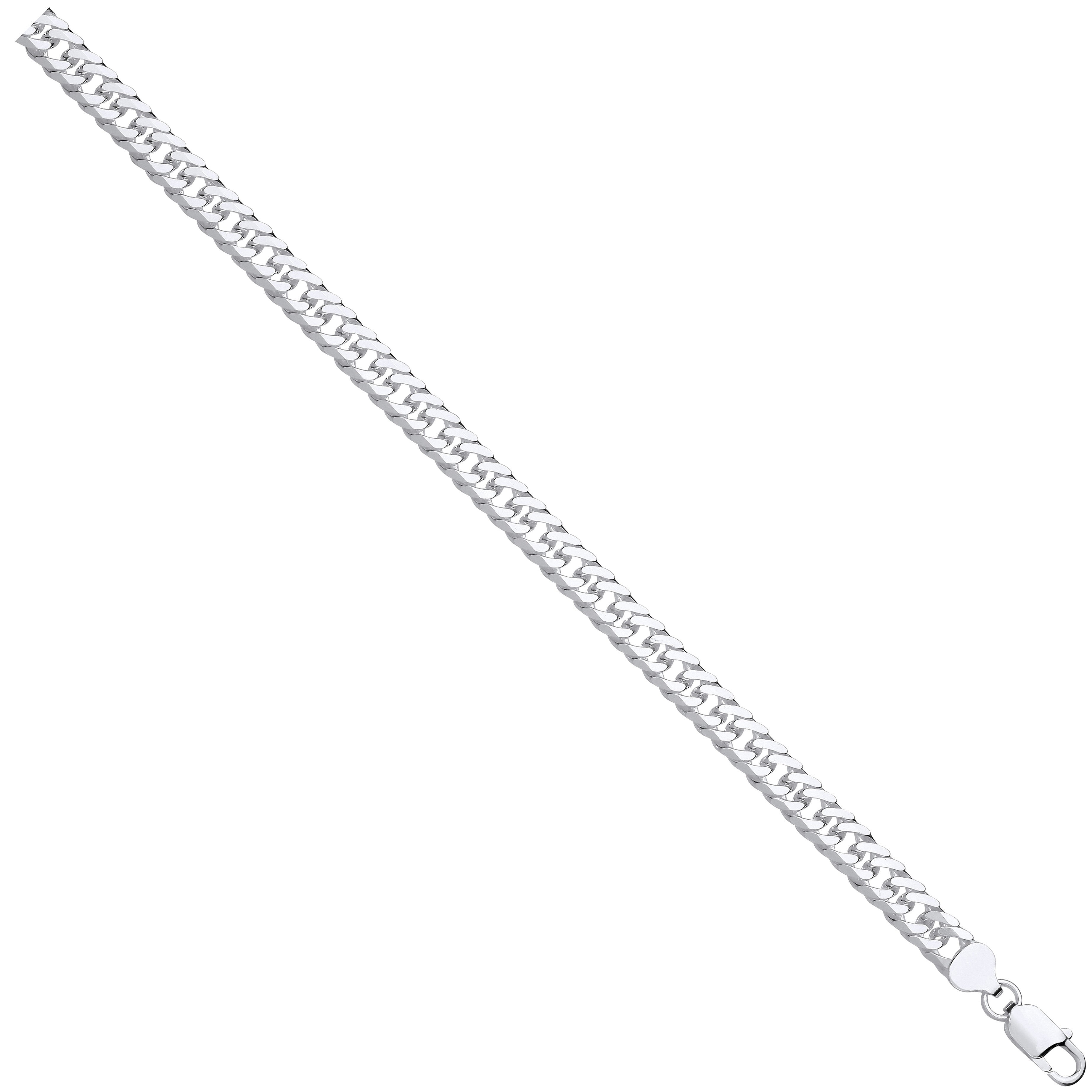 Silver Double Curb 8mm Chain - Silver