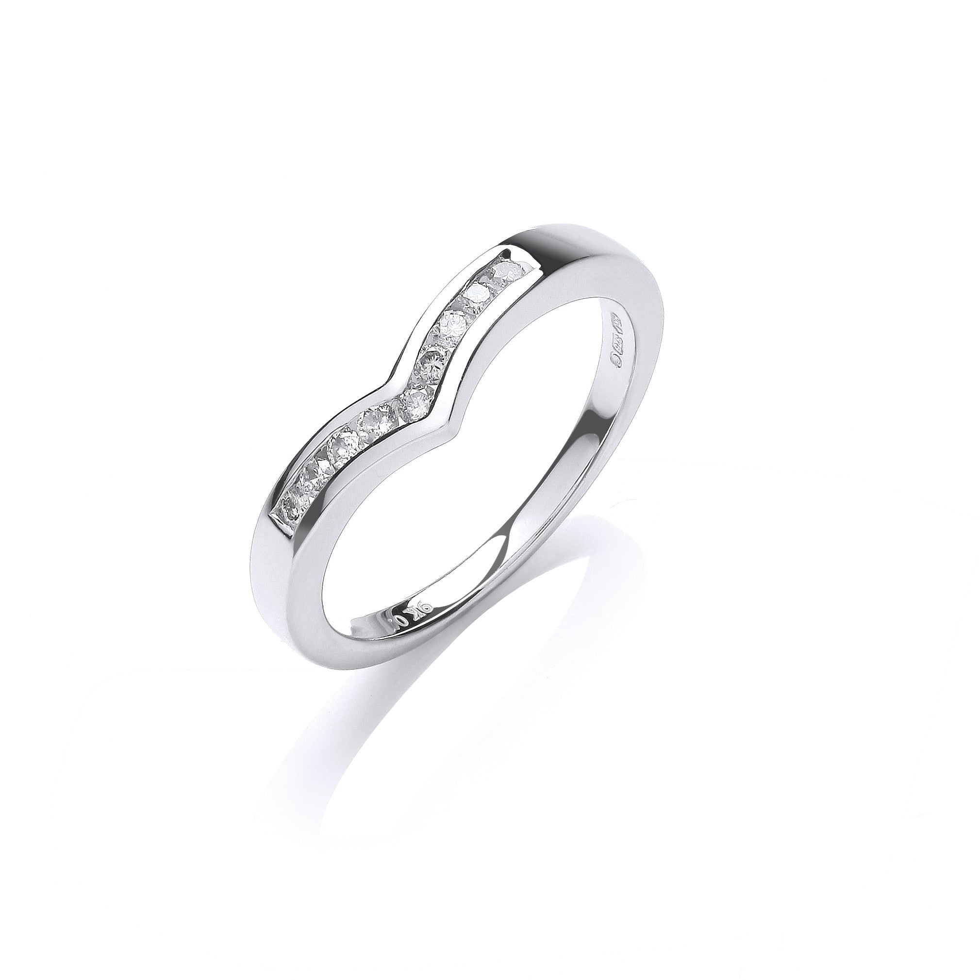 9ct White Gold 0.15ct Diamond Wishbone Ring - 9ct Gold