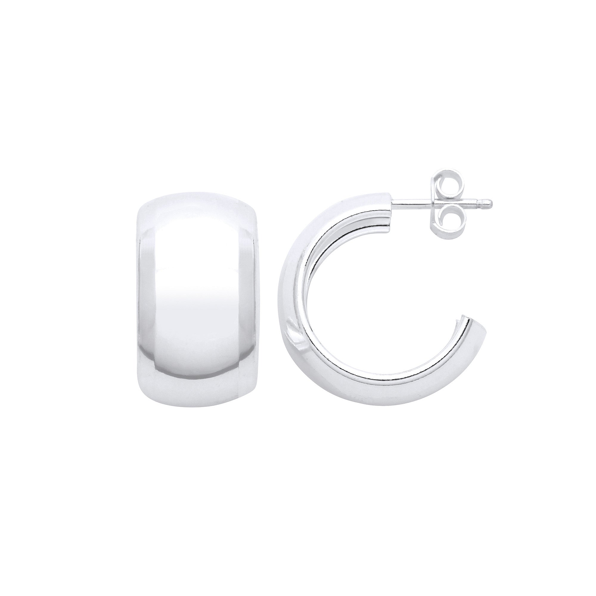 Silver 10mm Wide Hoop Fancy Earrings - Silver