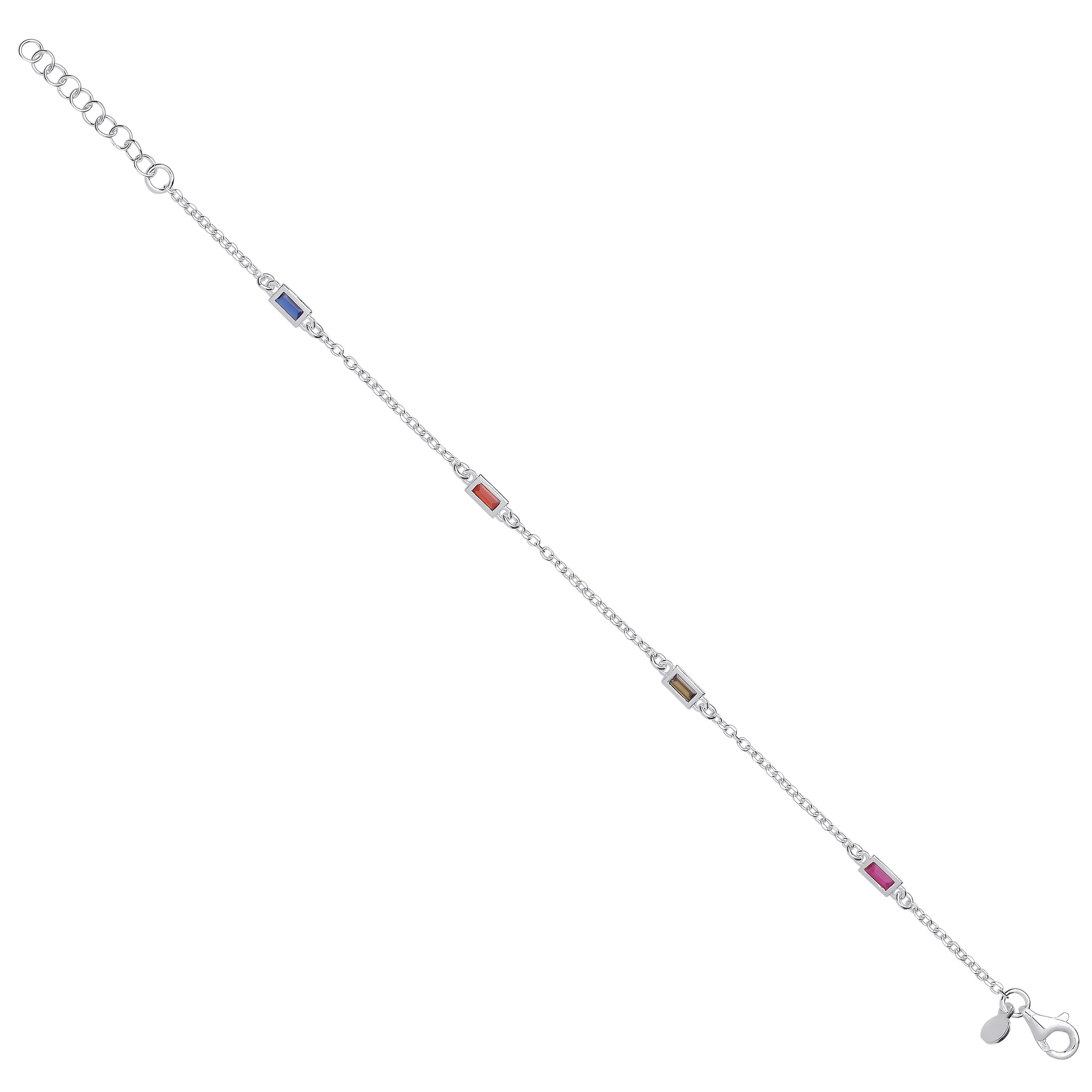 Silver Five Colour Cubic Zirconias Necklace /Bracelet - Silver
