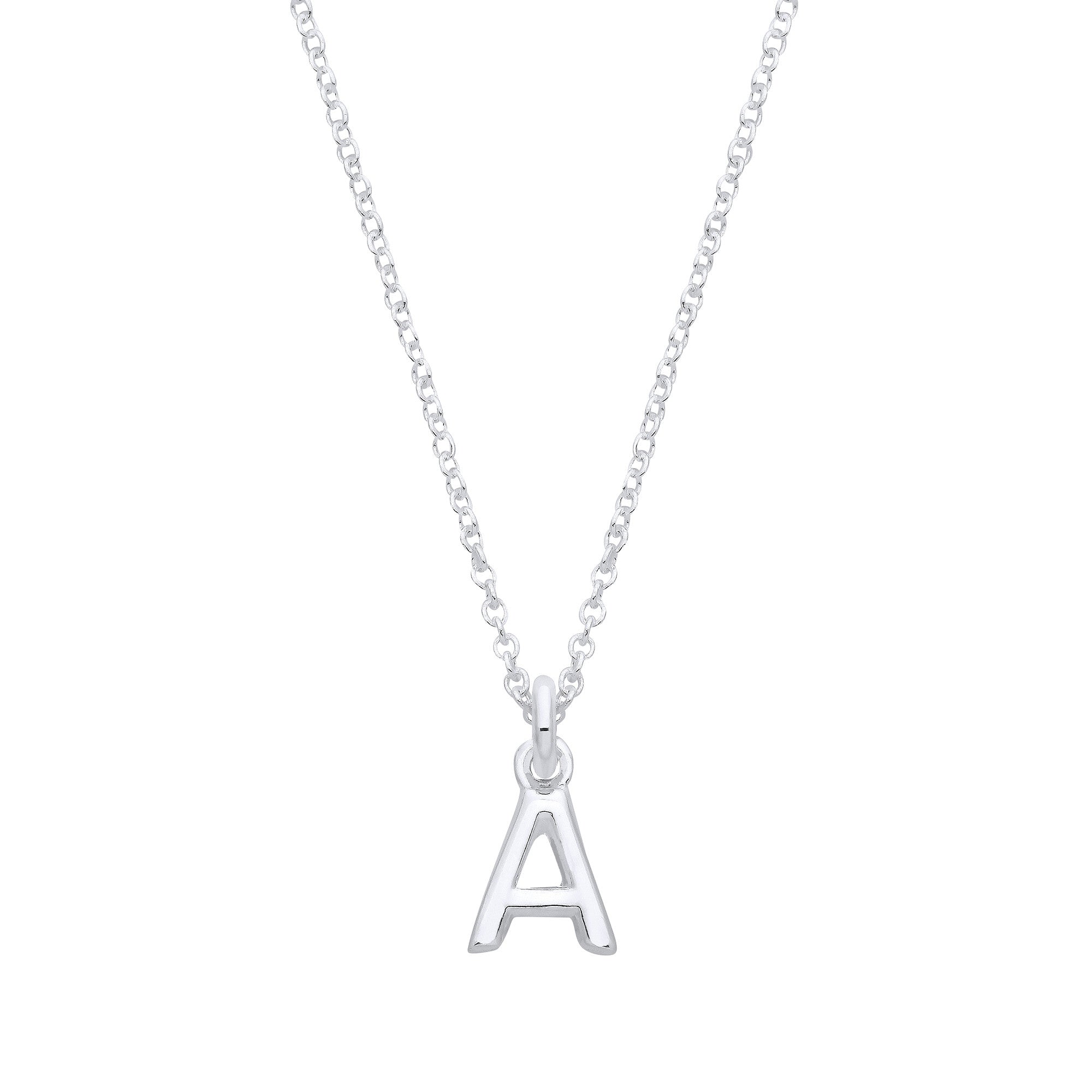 Silver Small Plain Initial 16" + 1" Necklace - Silver