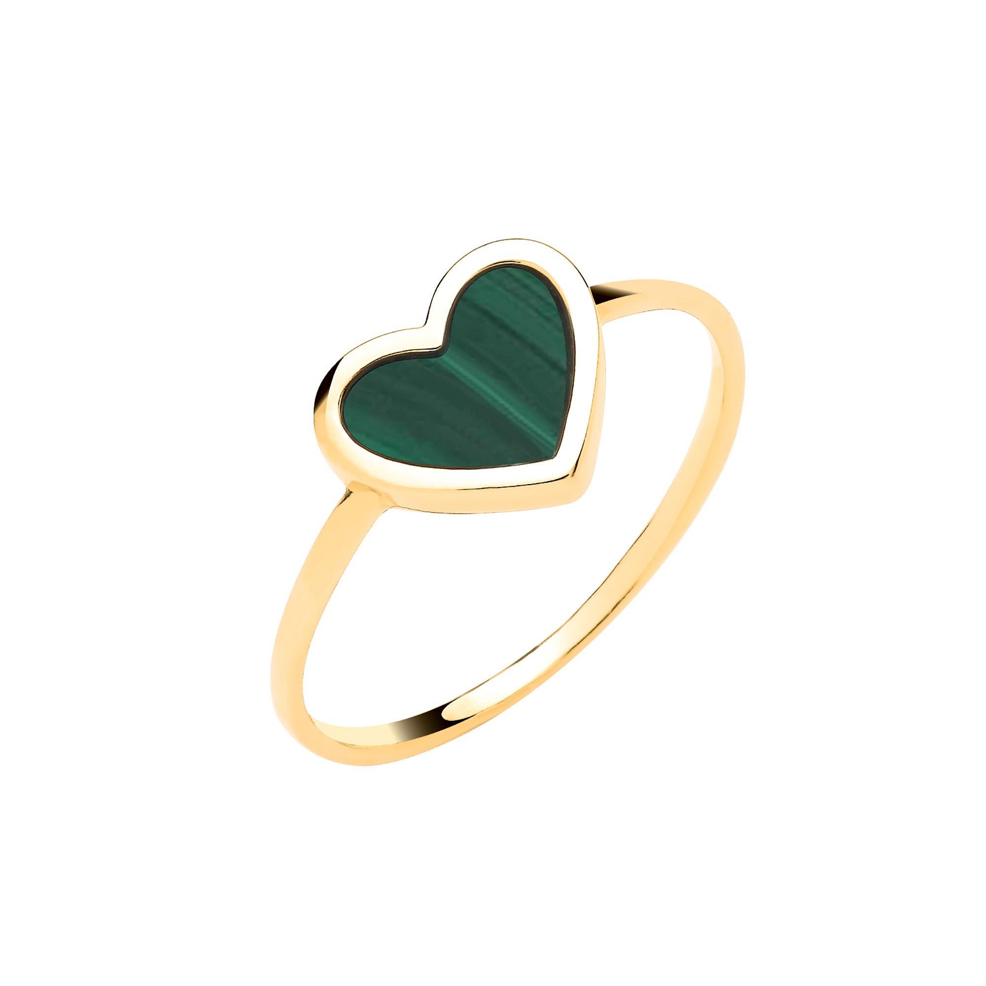 Yellow Gold Green Heart Ladies Ring - 9ct Gold