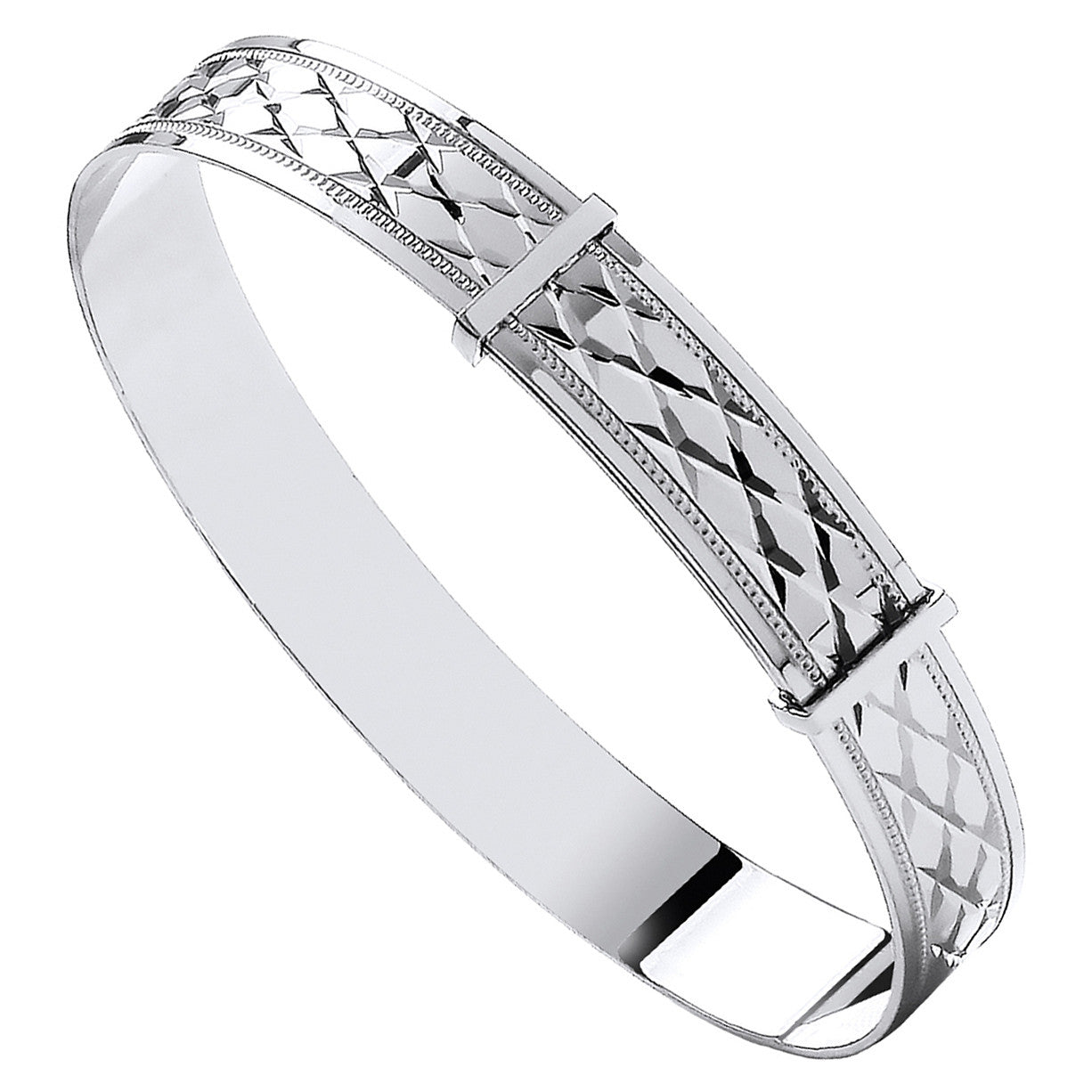 White Gold D/C Expandable Baby Bangle - 9ct Gold