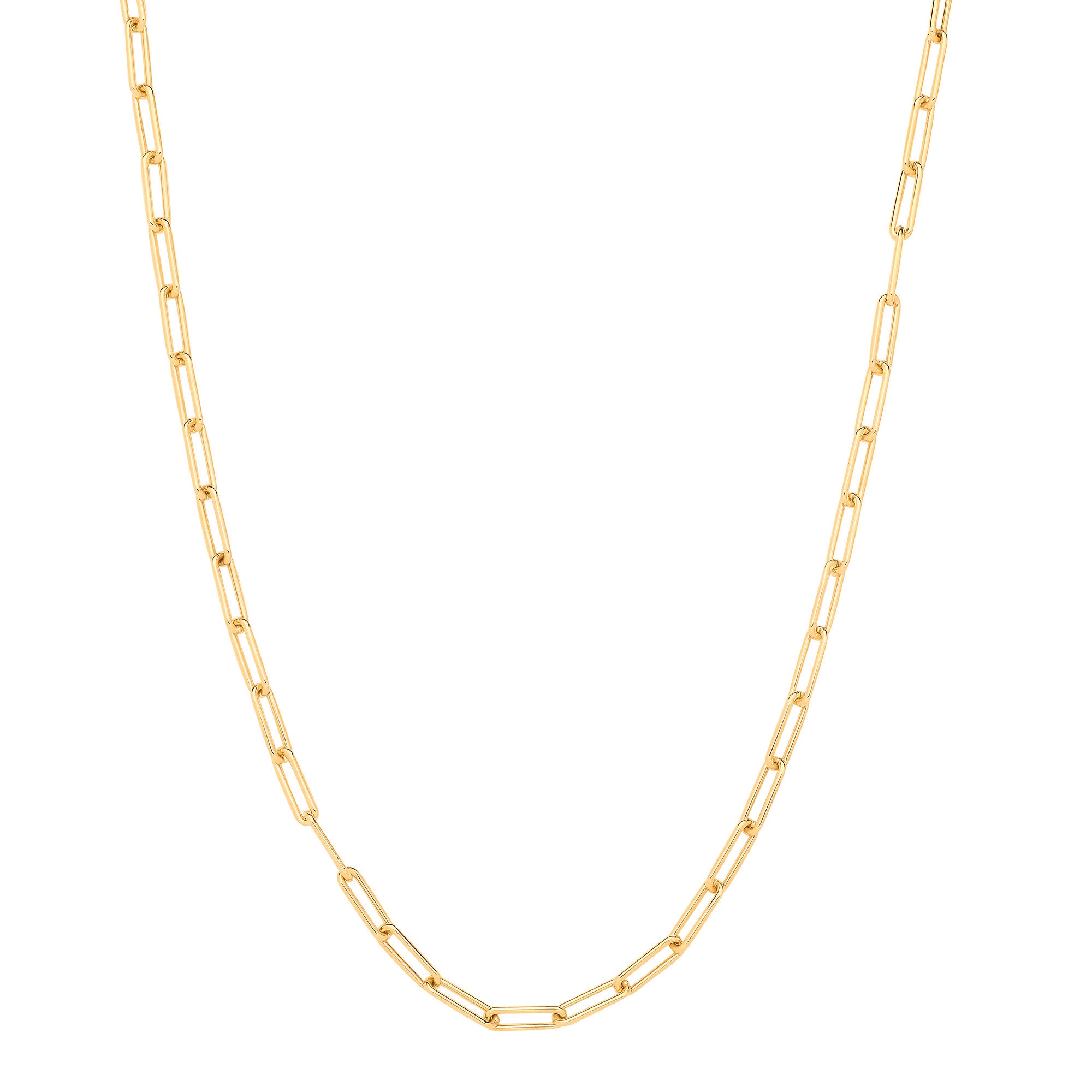 Yellow Gold Paper Clip Hollow 4.6mm Necklace/Bracelet