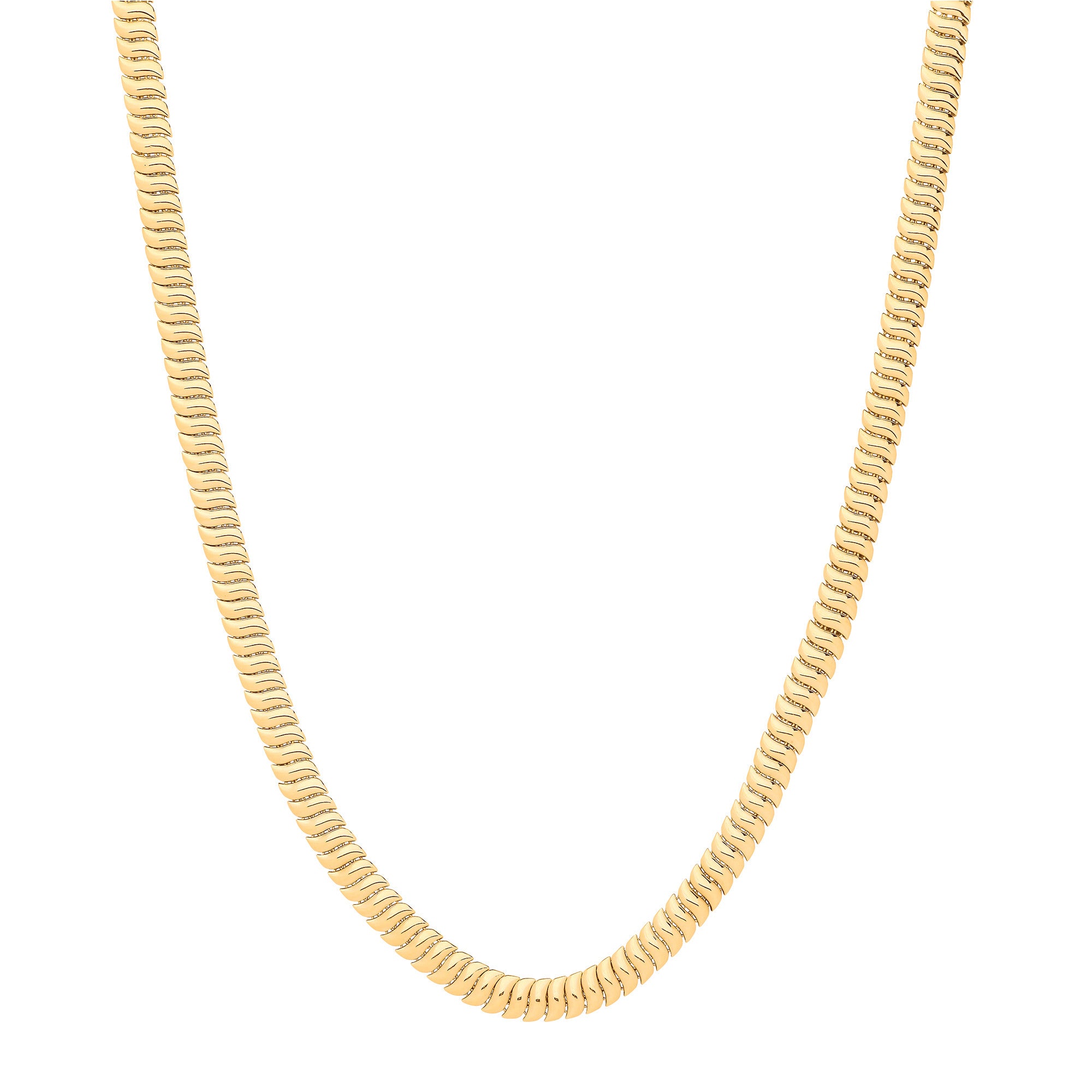 Yellow Gold Ribbed 7mm Omega Snake Necklace/Bracelet - 9ct Gold