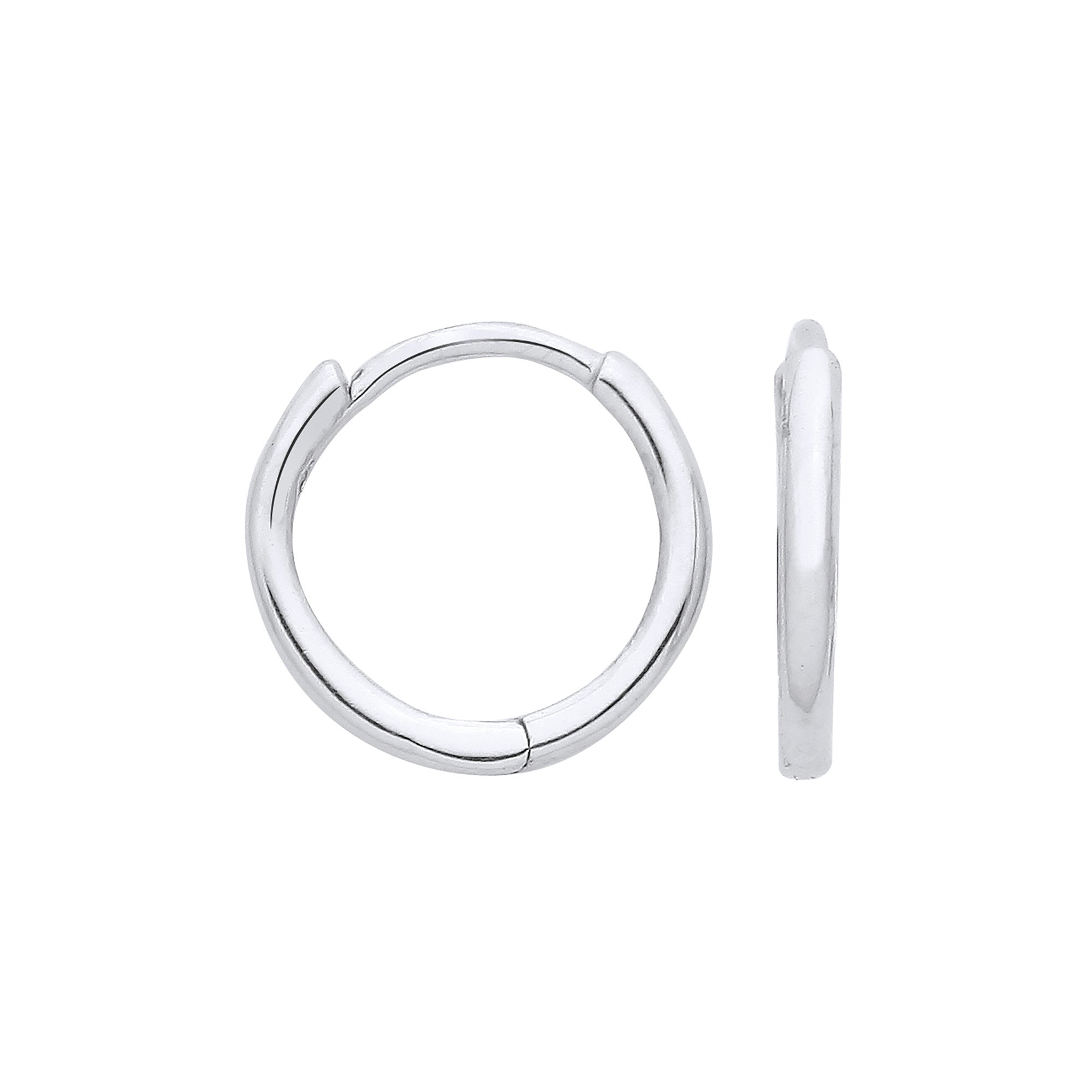 White Gold 10mm Plain Hinged Sleepers - 9ct Gold