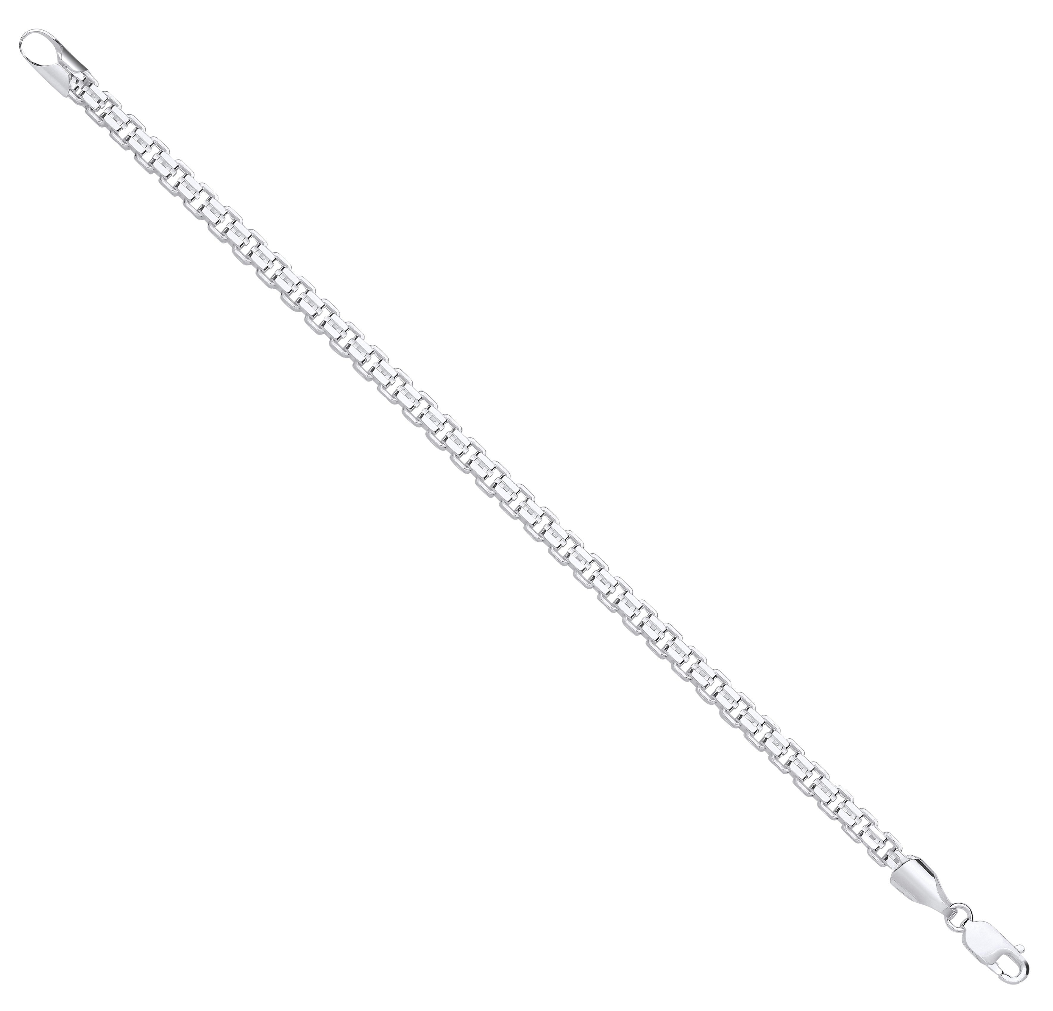 Silver 4.9mm Cage Gents Bracelet - Silver