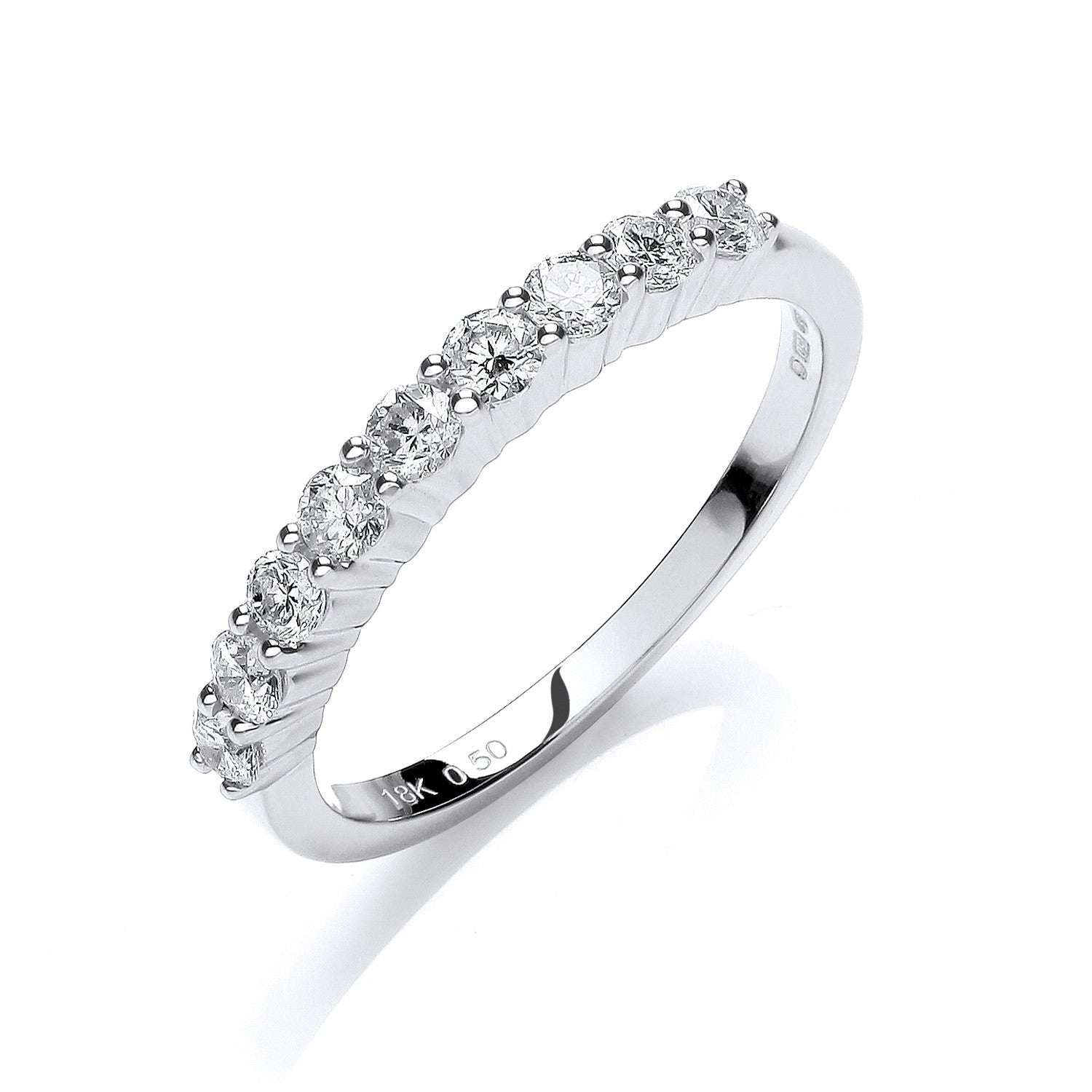18ct White Gold 0.50ctw Diamond Half Eternity Ring - 18ct Gold