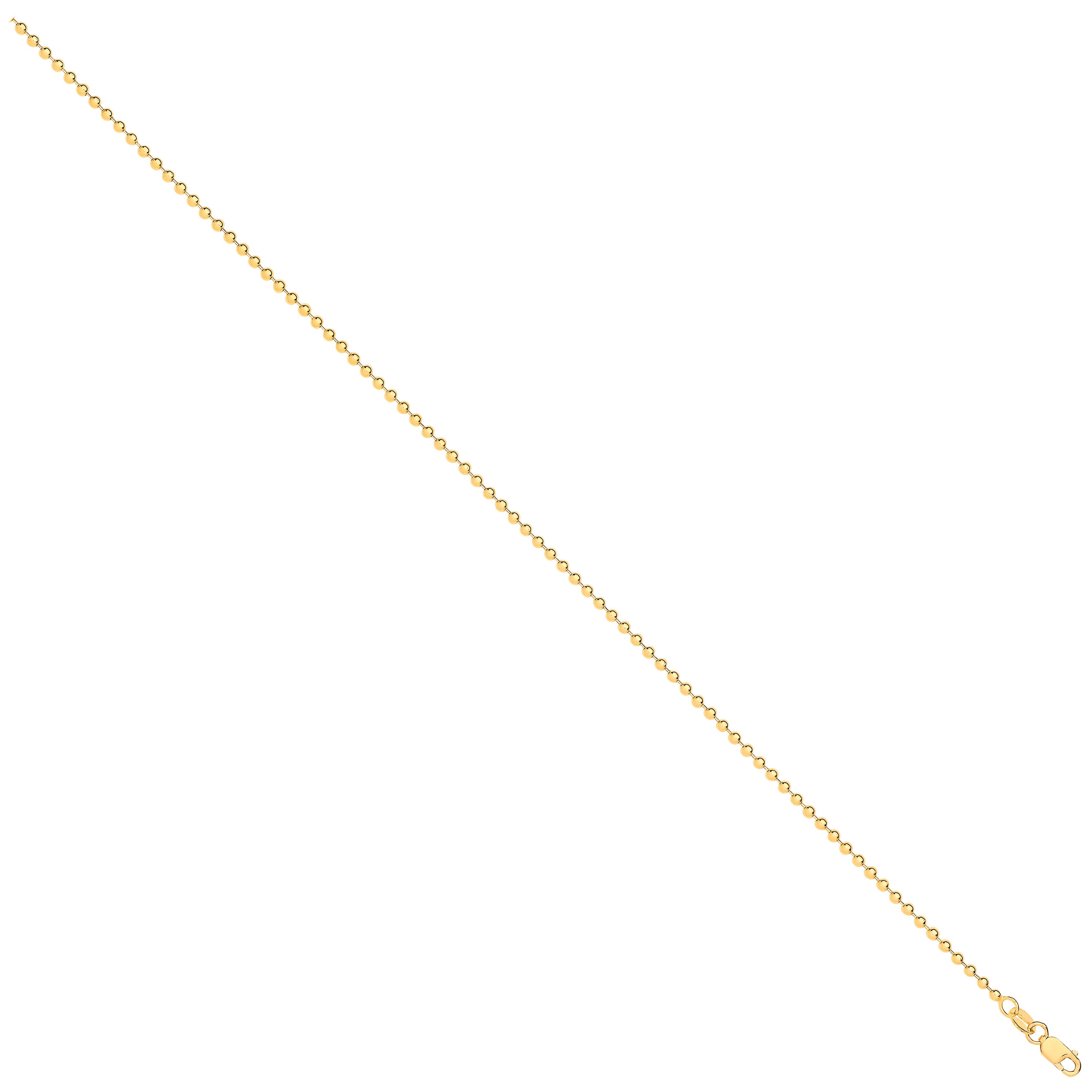 Yellow Gold 2.0mm Beads Chain - 9ct Gold
