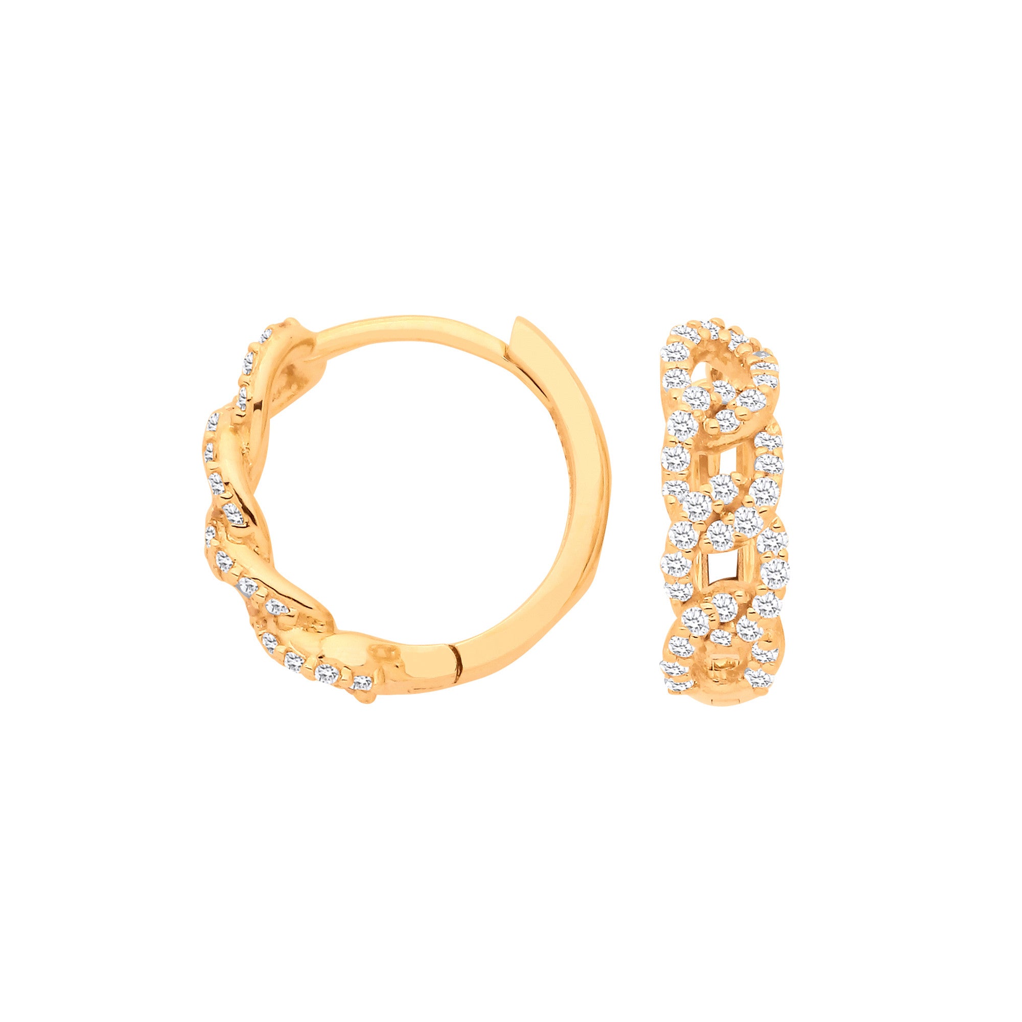 Boucles d'oreilles créoles Huggie en or jaune 9 carats et diamants 0,28 ct - Or 9 carats