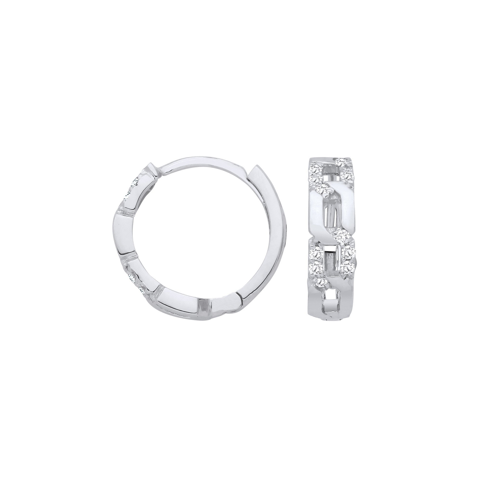 9ct White Gold 0.12ctw Diamond Huggie Earrings - 9ct Gold