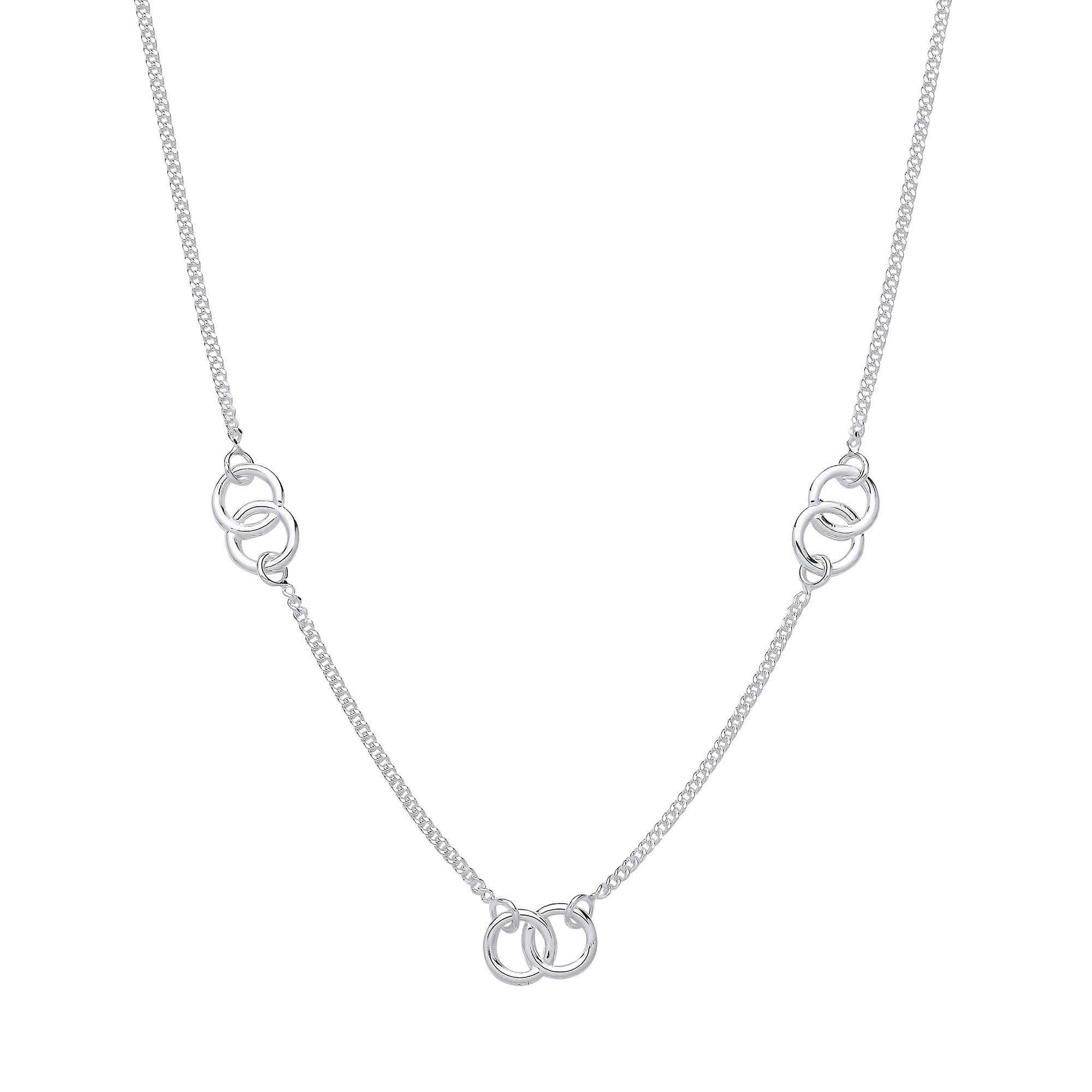 Silver Entwined Circles 17" Necklace - Silver