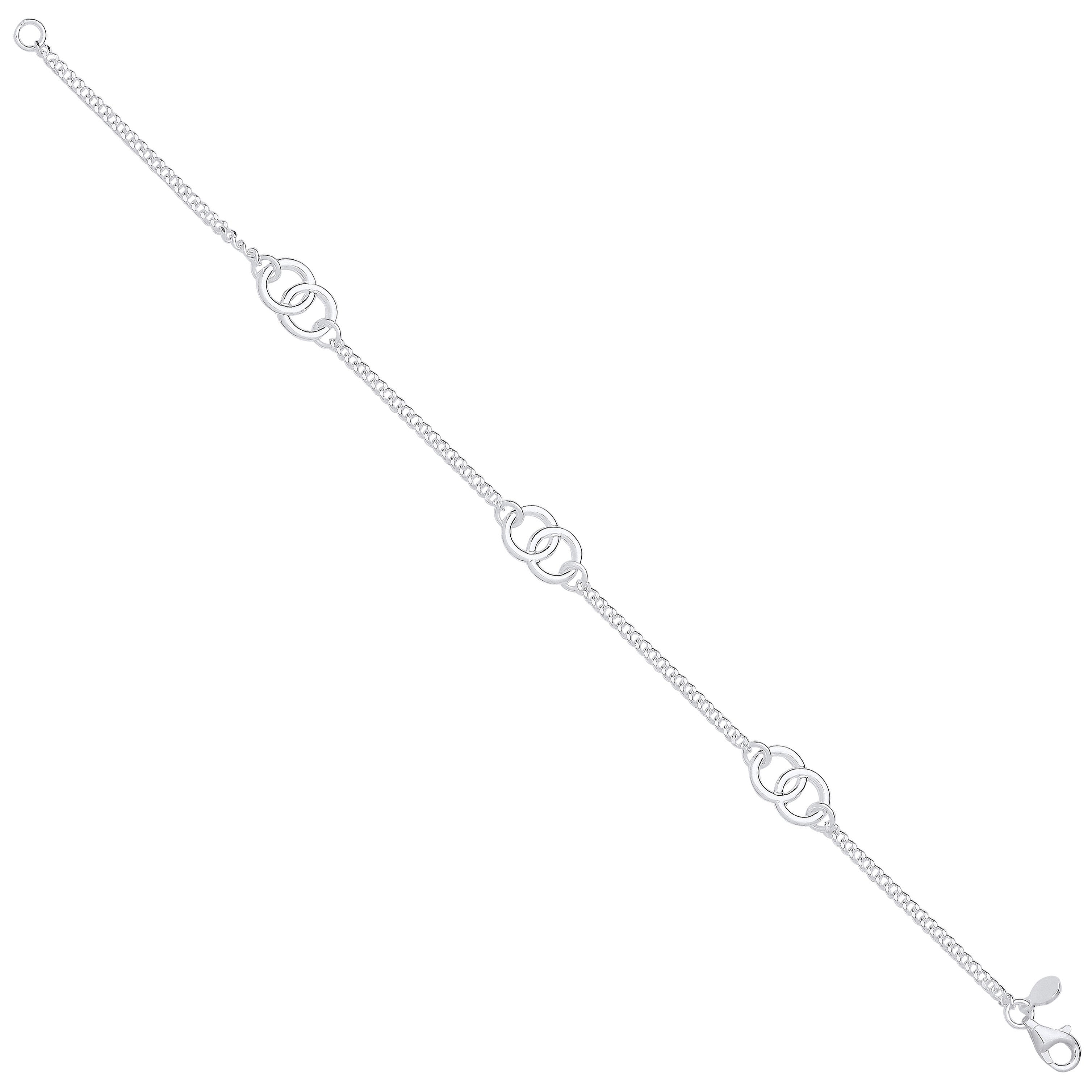 Silver Entwined Circles Ladies Bracelet - Silver