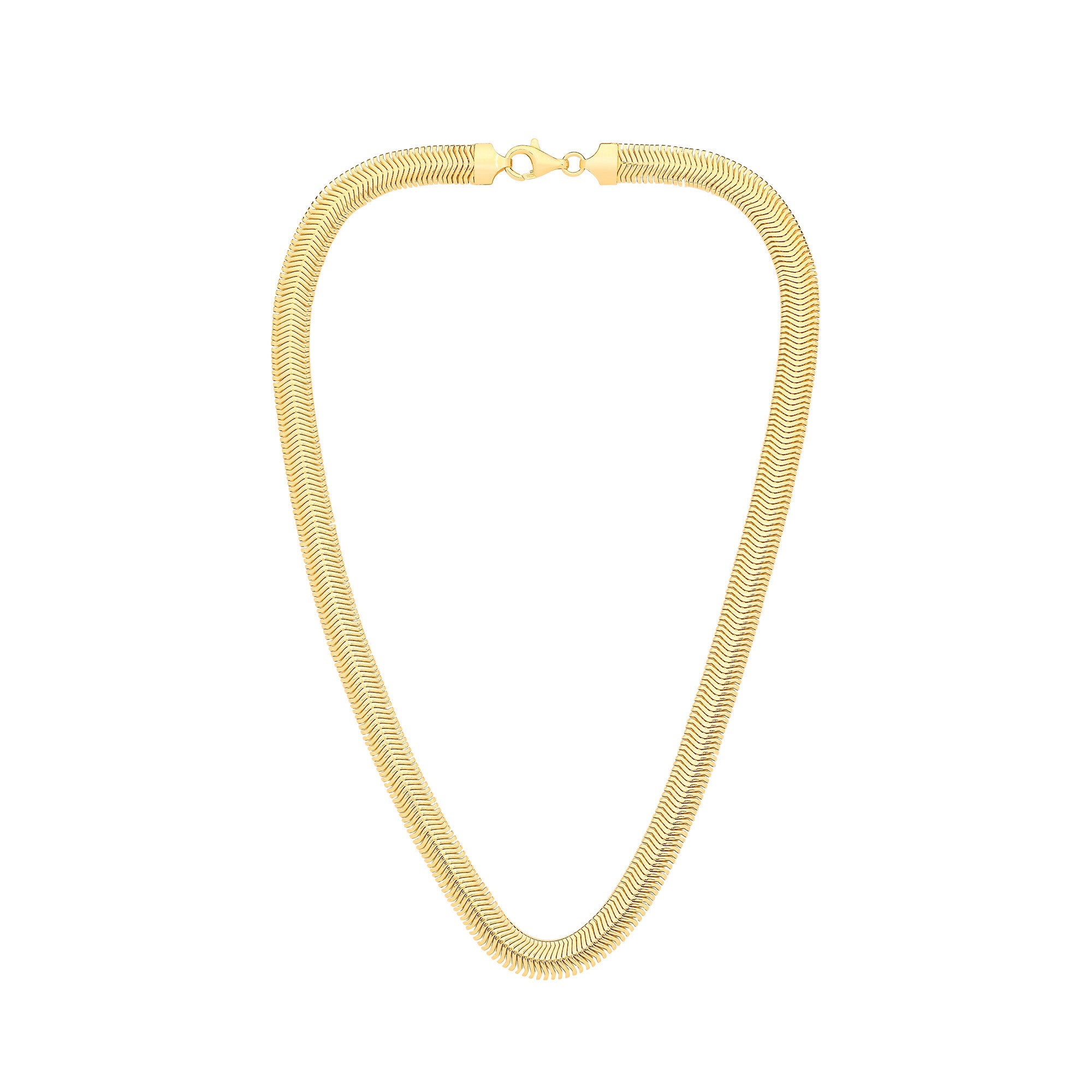 Silver Yellow Gold Plated 8.0mm Herringbone 17" Collarette/7.5"Bracelet - Silver