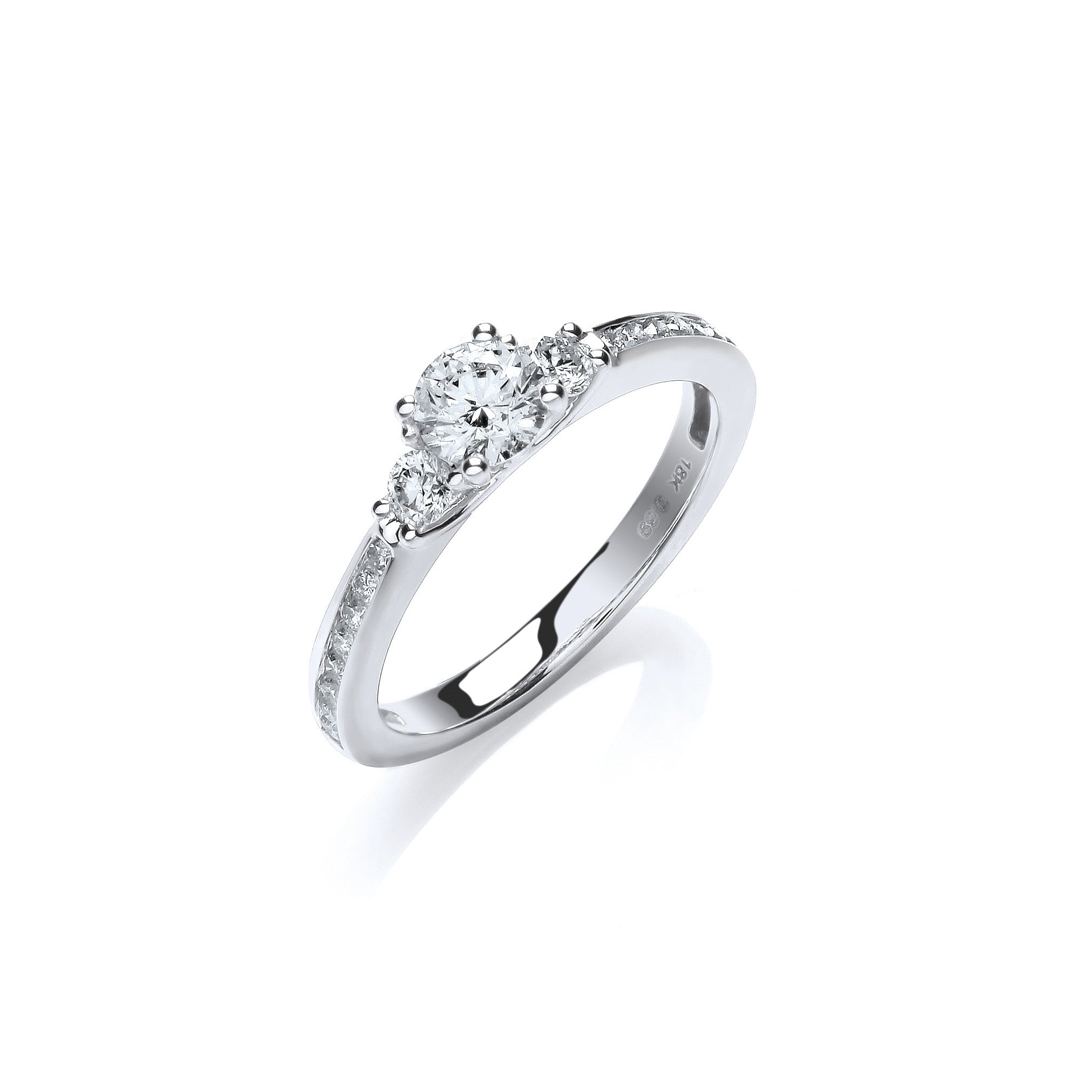 18ct White Gold 0.70ct Fancy Trilogy Ring - 18ct Gold