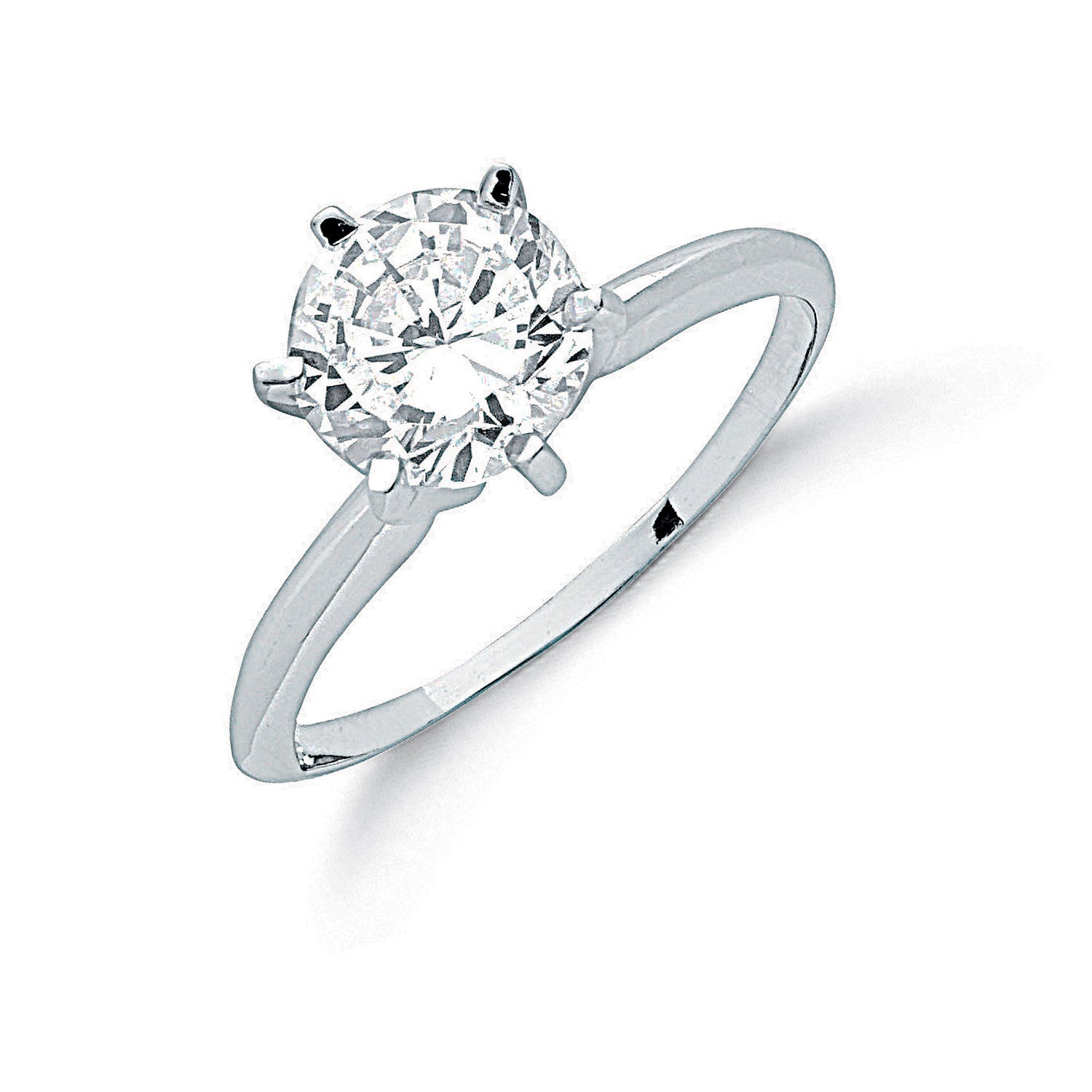 Silver Claw Set Cubic Zirconia Solitaire Ring - Silver