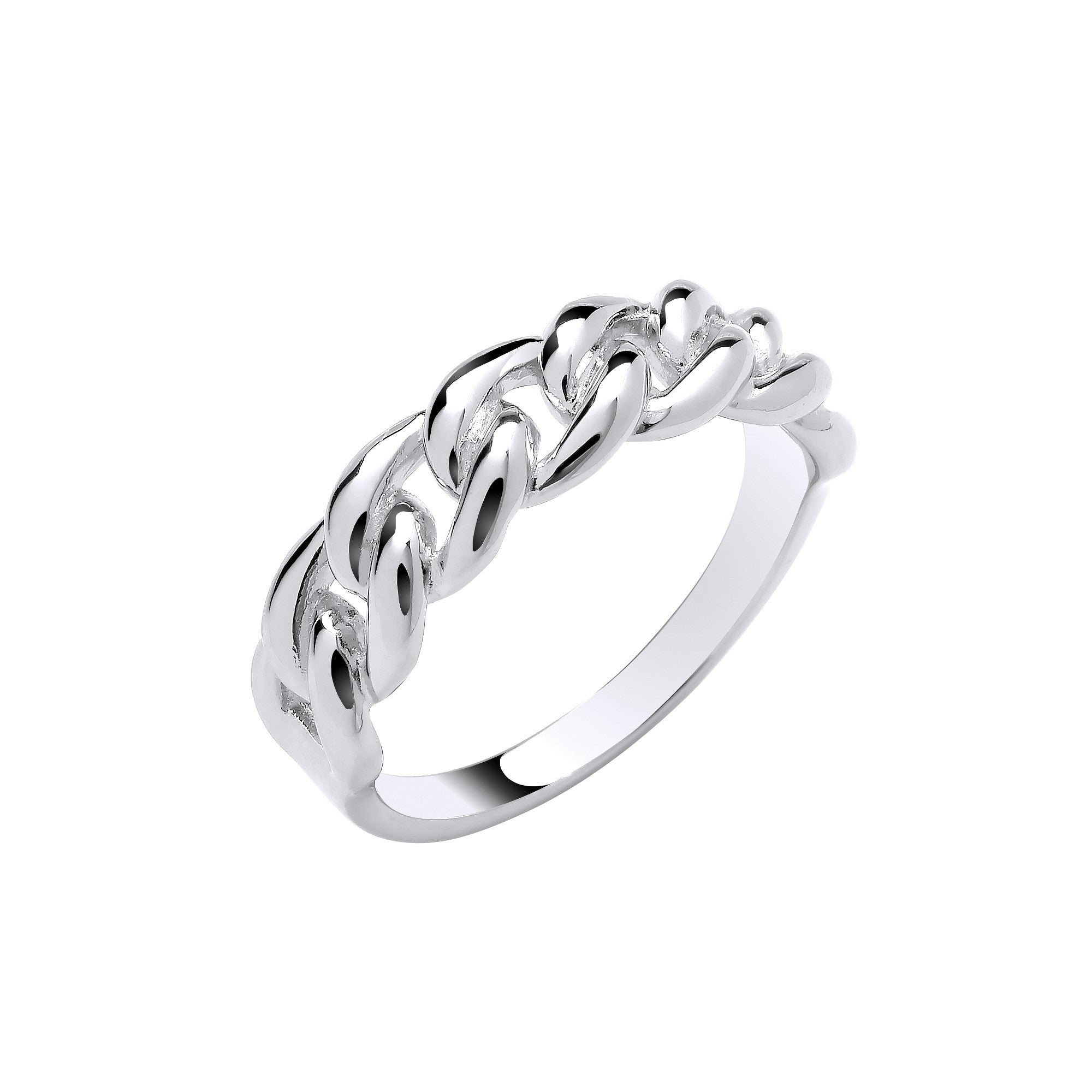 Silver Curb Chain Link Ring - Silver