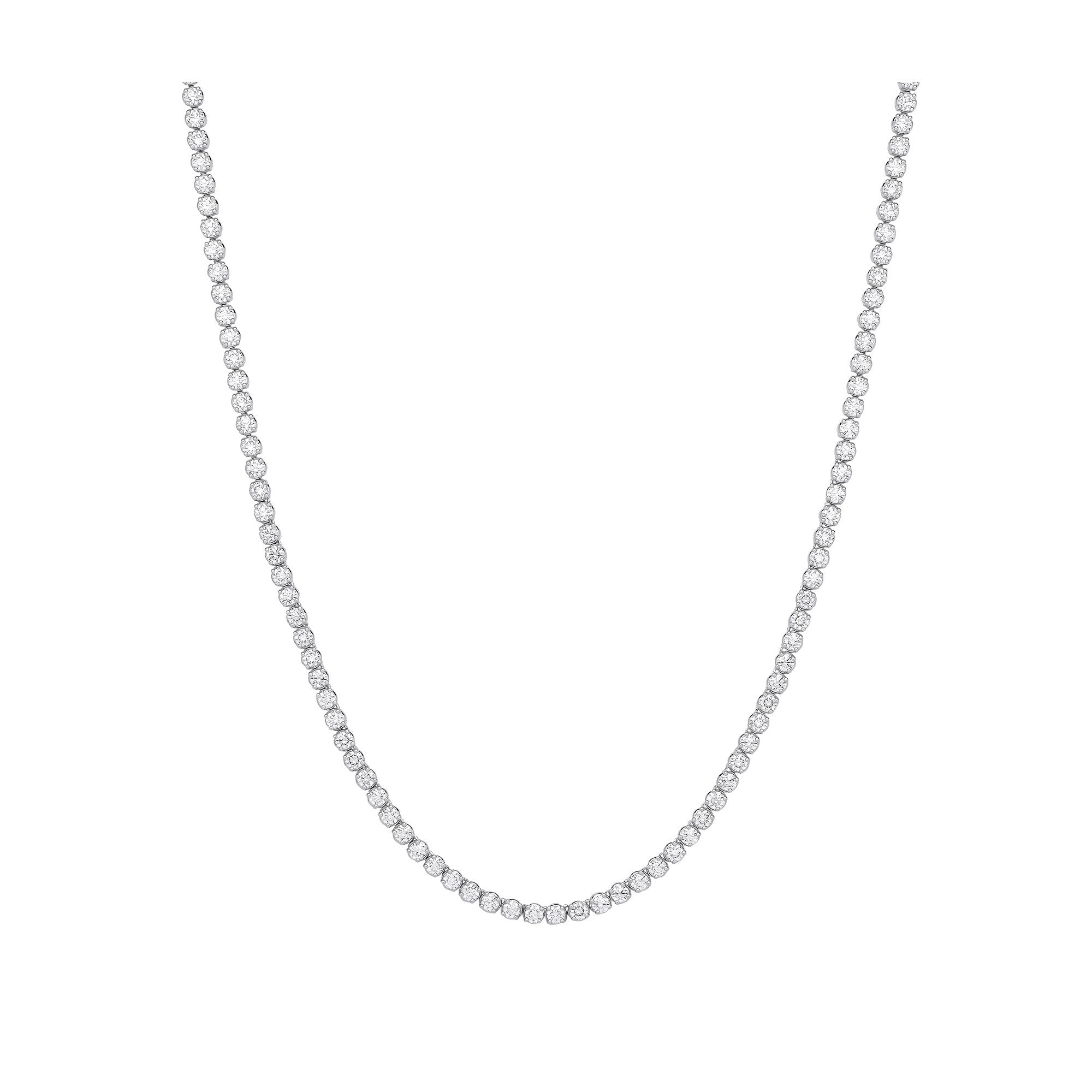 9ct White Gold 10.00ctw LAB GROWN 17" Diamond Tennis Necklace IGI Certified - 9ct Gold