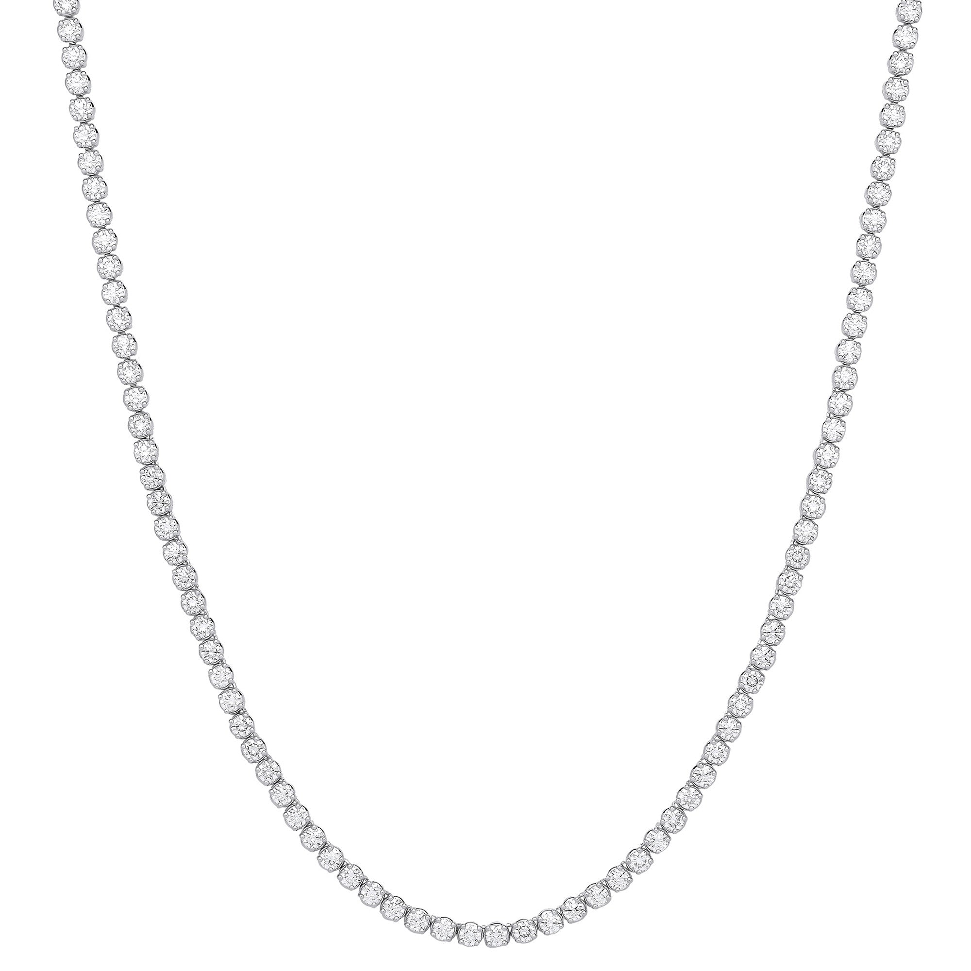 9ct White Gold 20.00ctw LAB GROWN 17" Diamond Tennis Necklace IGI Certified - 9ct Gold