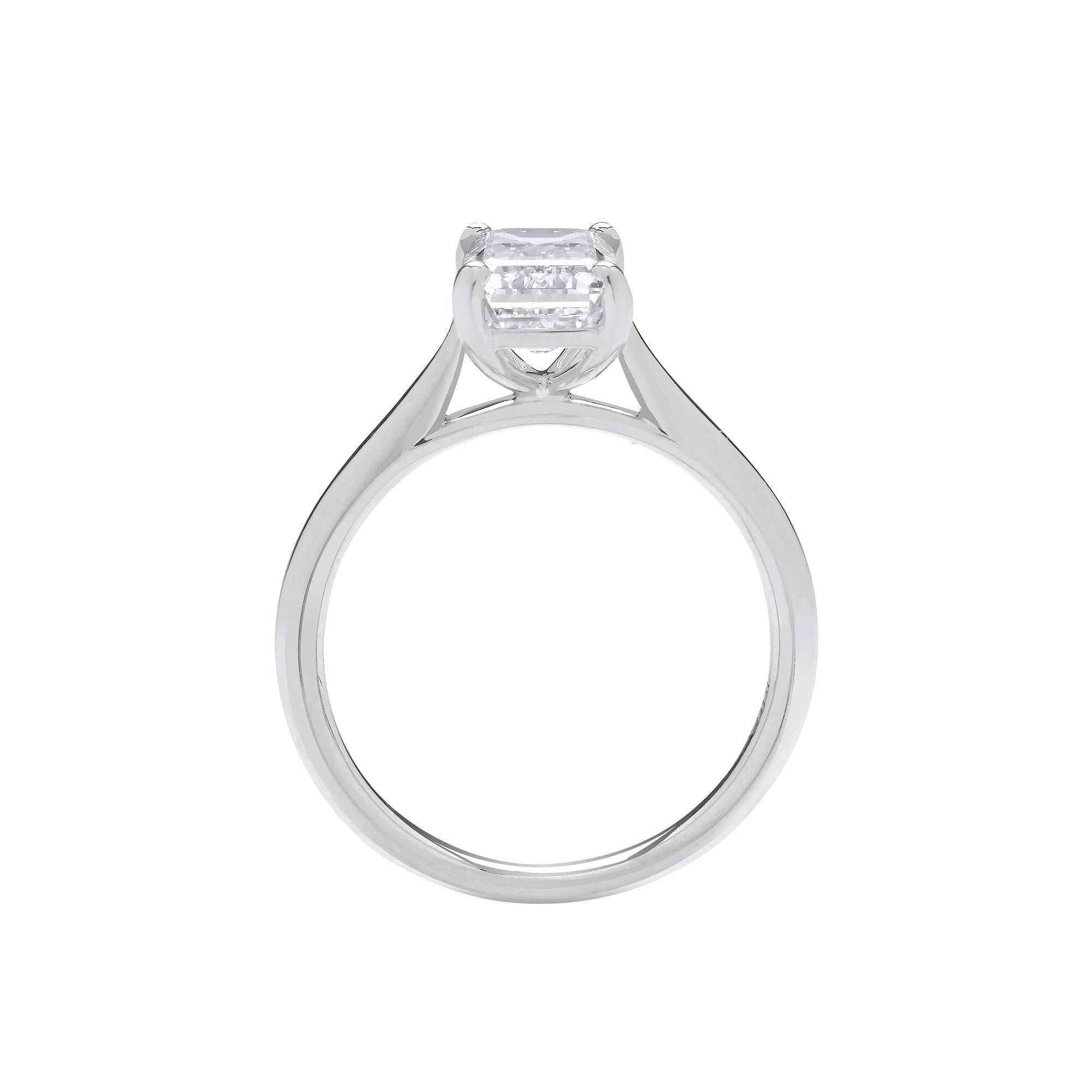 18ct White Gold 2.00ctw Emerald Cut LAB GROWN Diamond Ring IGI Certified - 18ct Gold