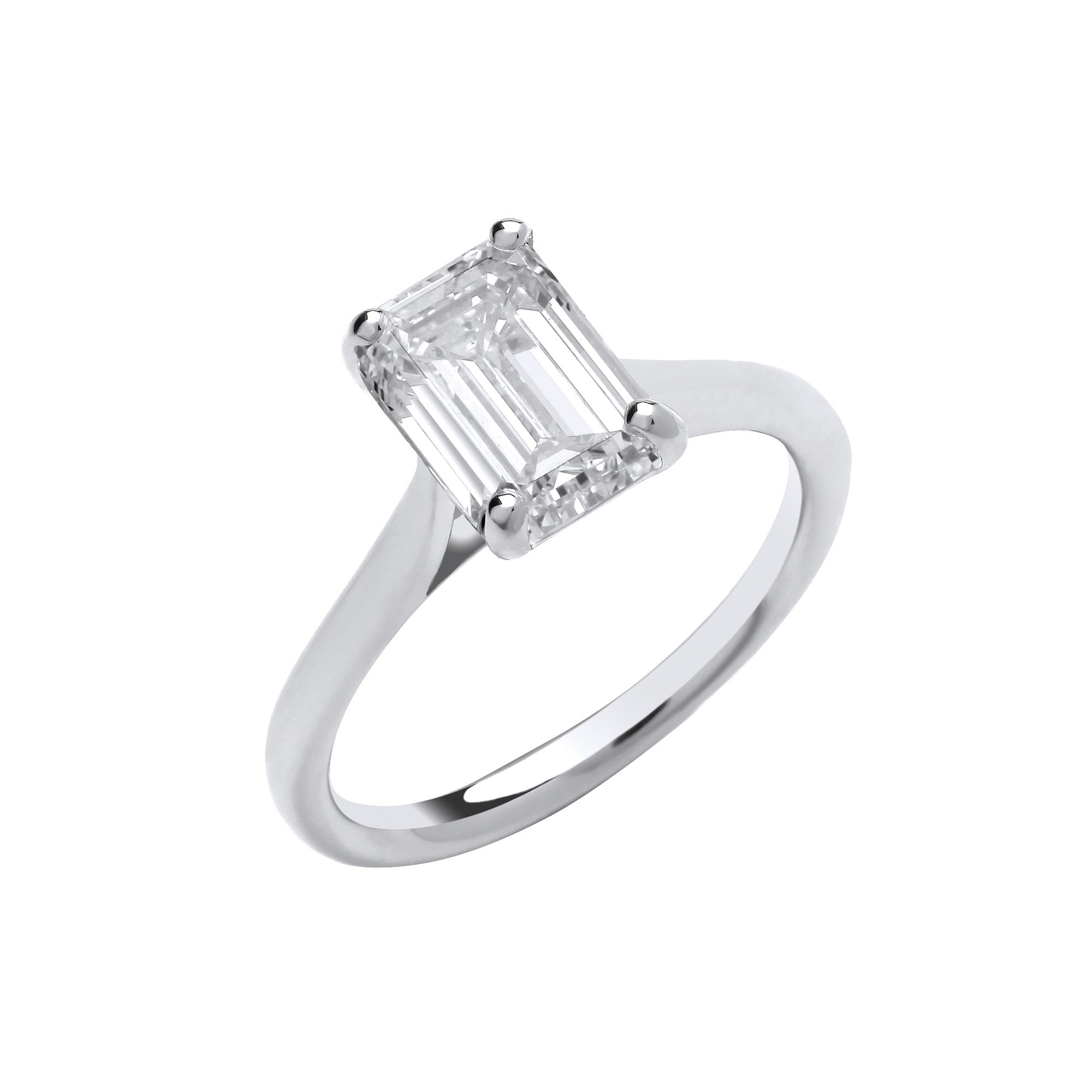 18ct White Gold 2.00ctw Emerald Cut LAB GROWN Diamond Ring IGI Certified - 18ct Gold