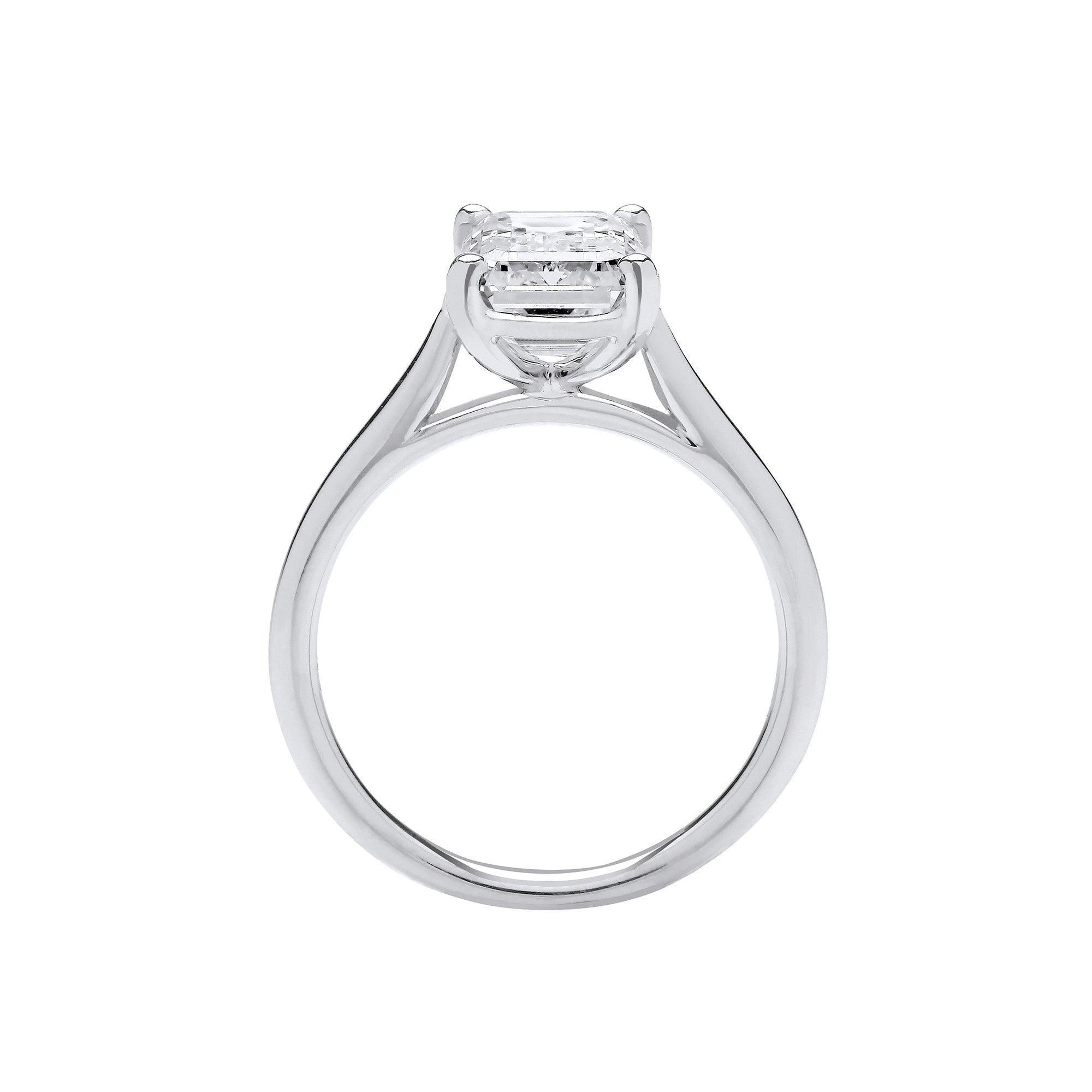 18ct White Gold 3.00ctw Emerald Cut LAB GROWN Diamond Ring IGI Certified - 18ct Gold