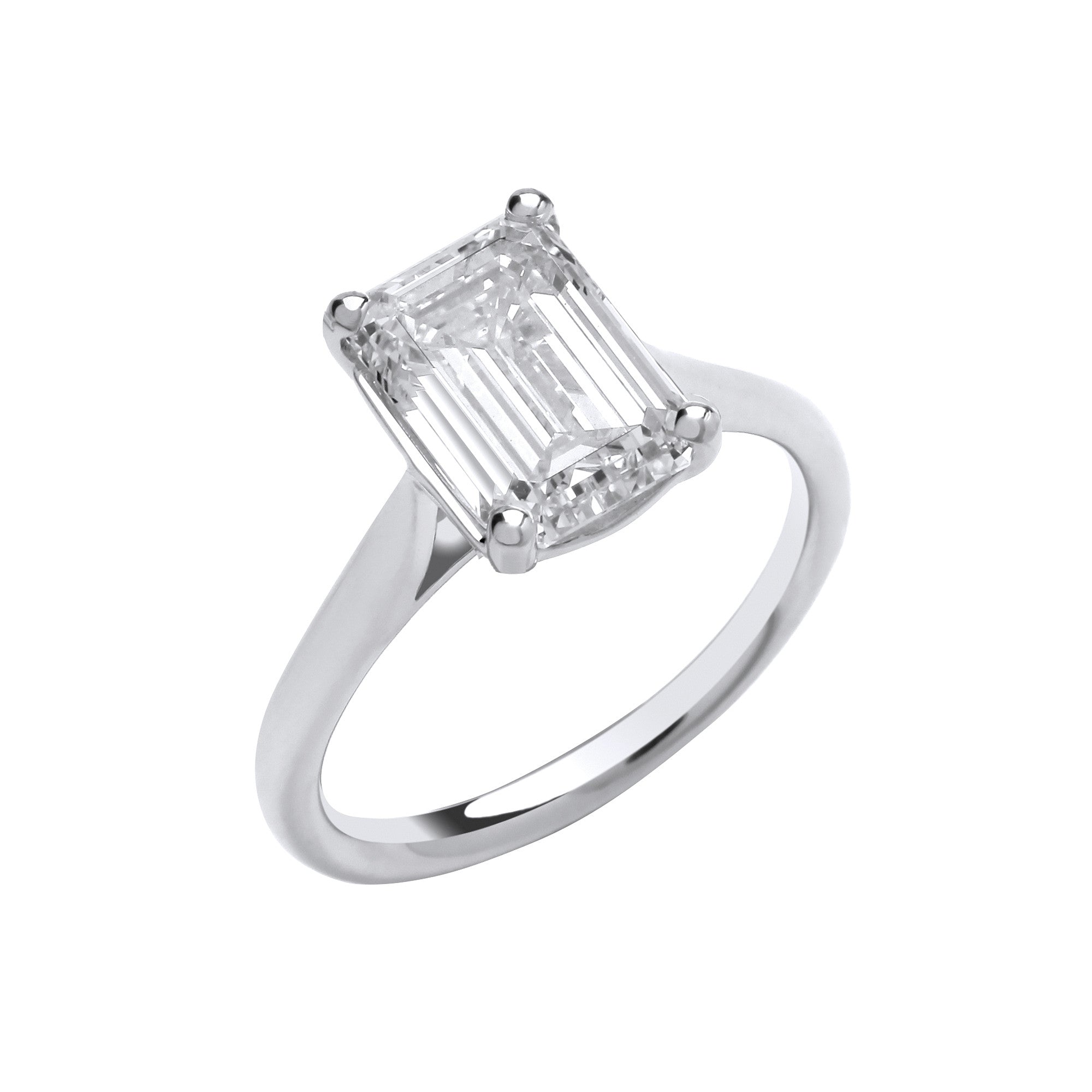 18ct White Gold 3.00ctw Emerald Cut LAB GROWN Diamond Ring IGI Certified - 18ct Gold