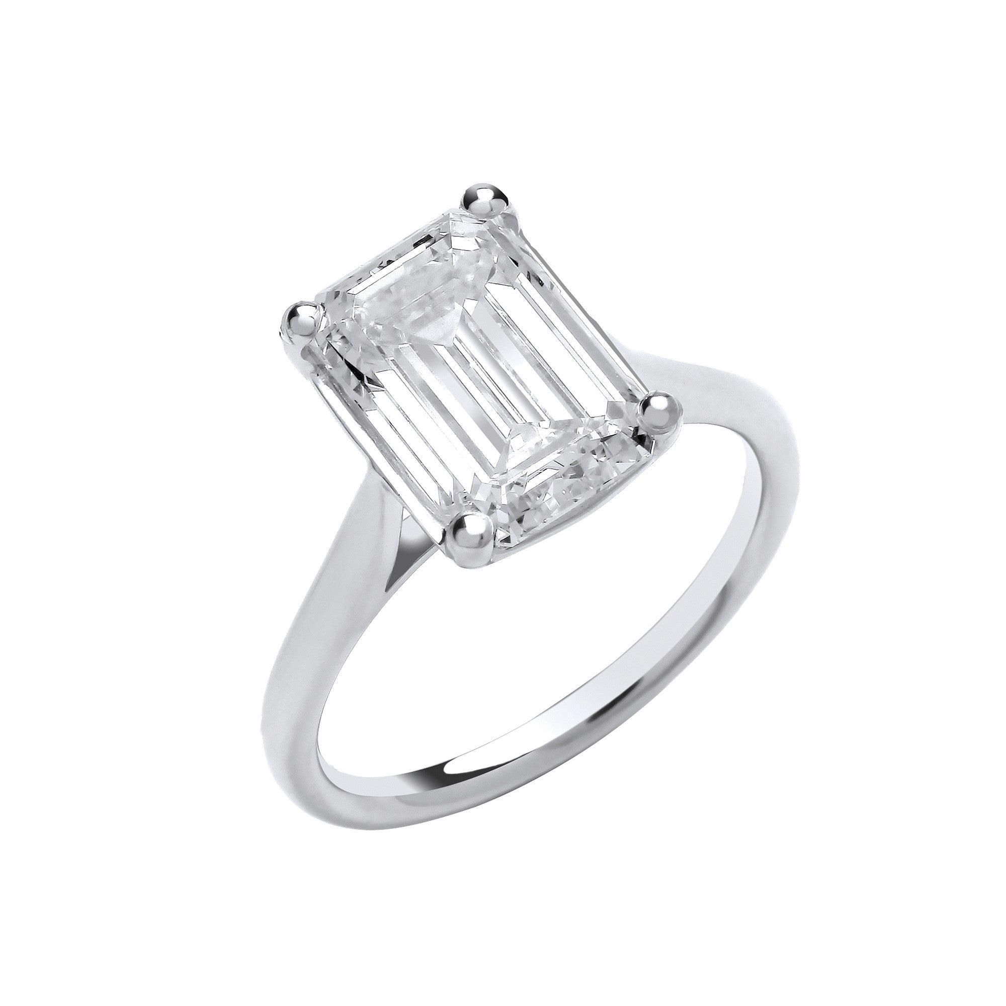 18ct White Gold 4.00ctw Emerald Cut LAB GROWN Diamond Ring IGI Certified - 18ct Gold