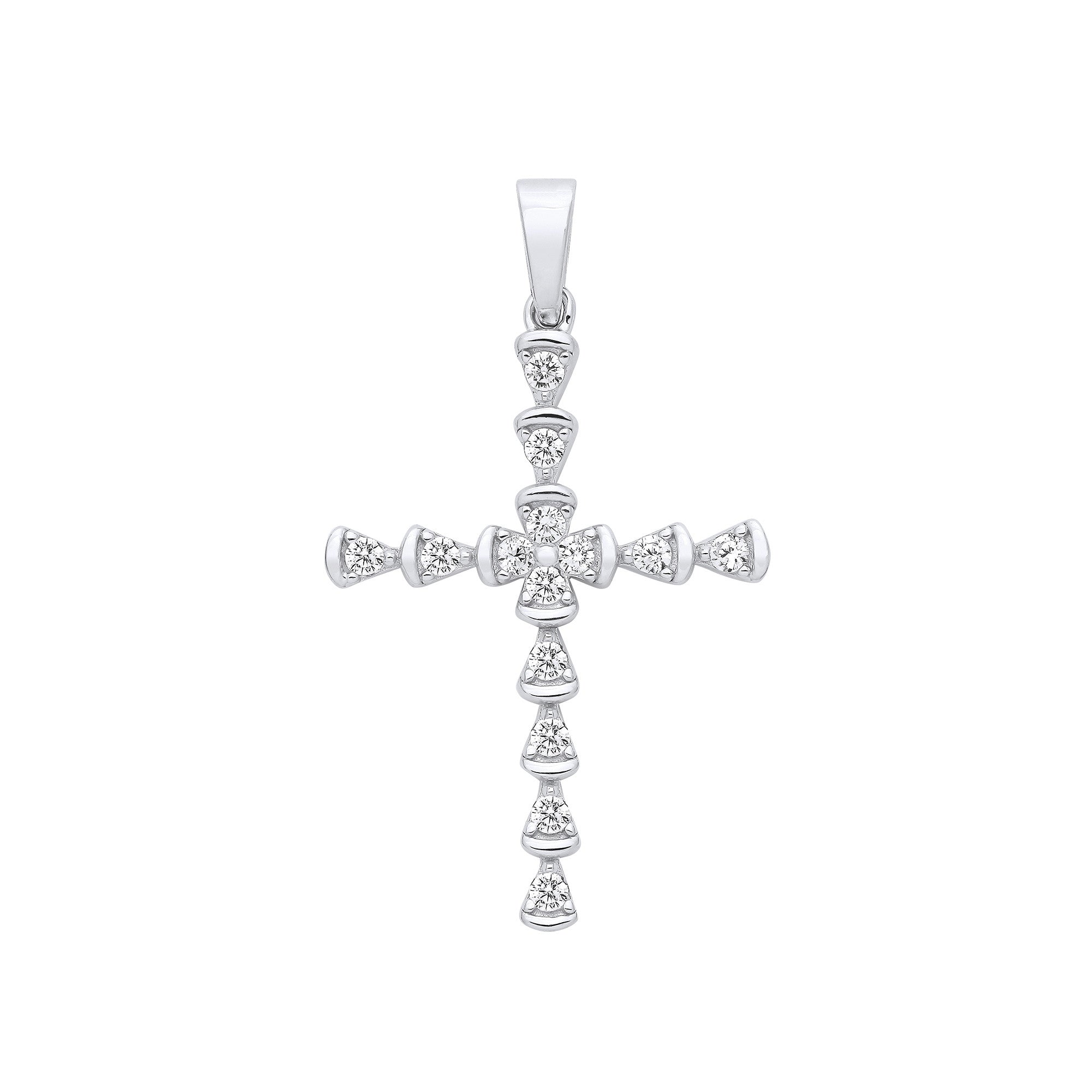 Silver Part Rub-Over Cubic Zirconia Cross - Silver