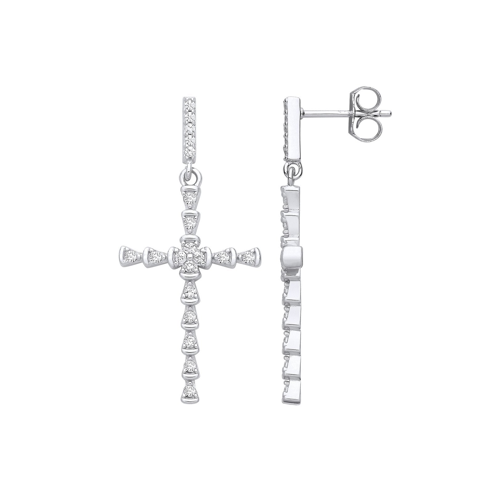 Silver Part Rub-Over CZ Cross