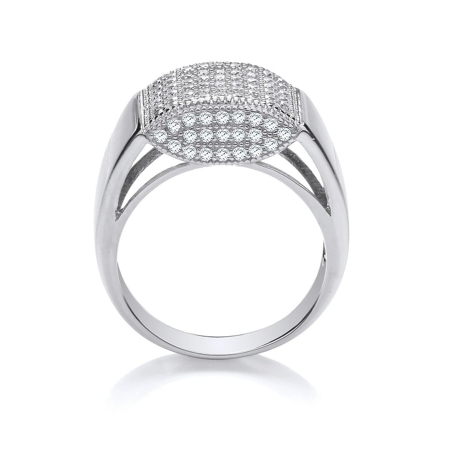Silver Micro-Pave Cubic Zirconia Gents Ring - Silver