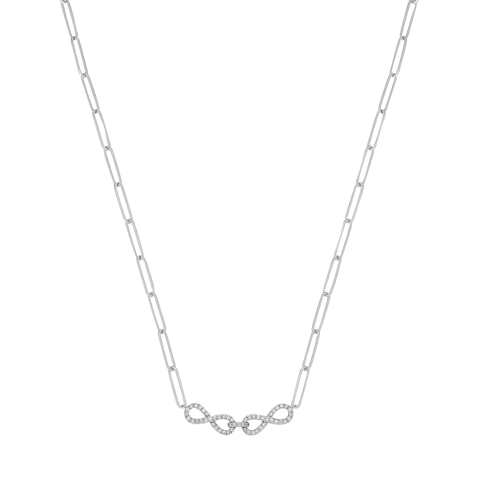 9ct White Gold 0.24ctw (Chain 17") - 9ct Gold