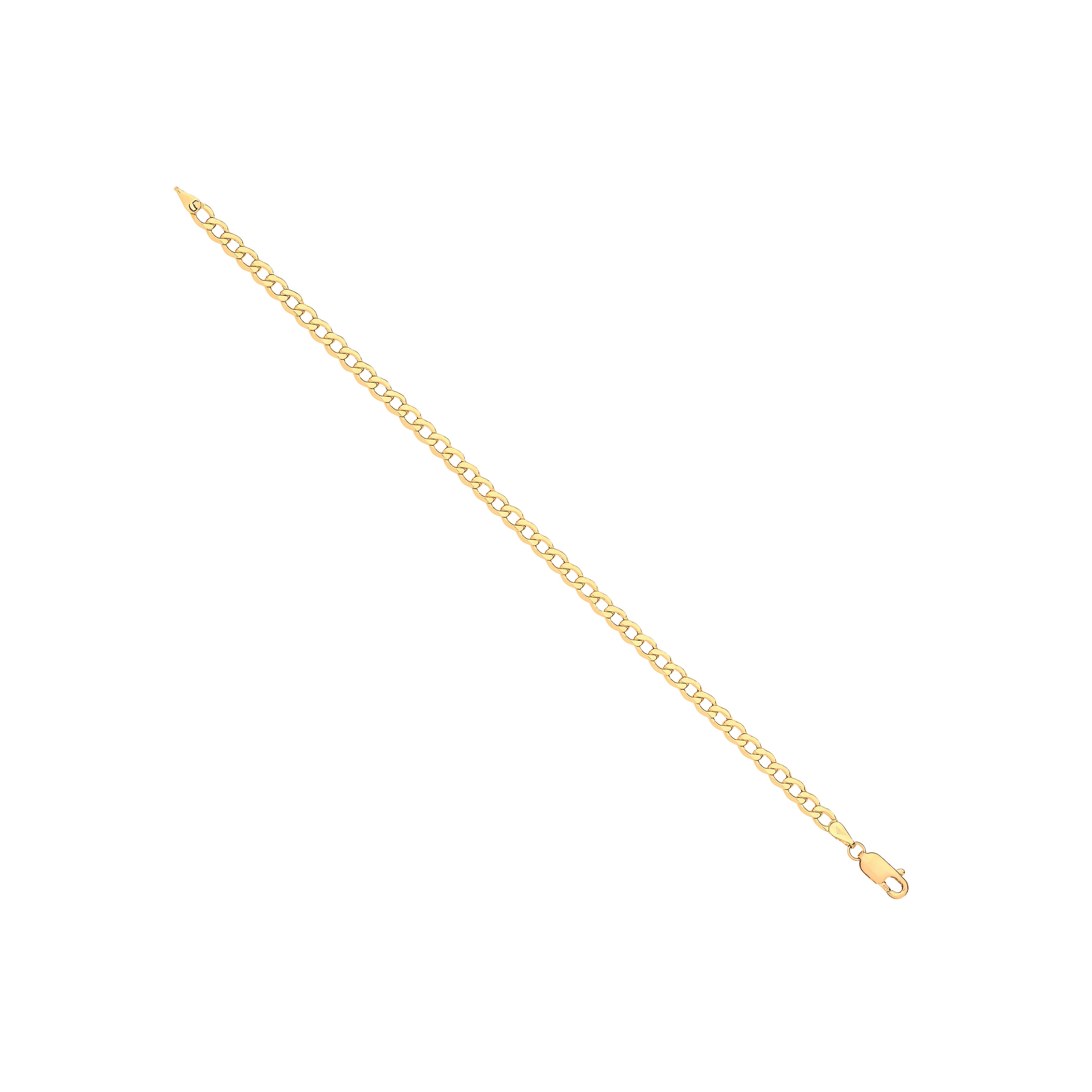 14ct Yellow Gold Hollow Beveled Curb 4.0mm Chain - 14ct Gold